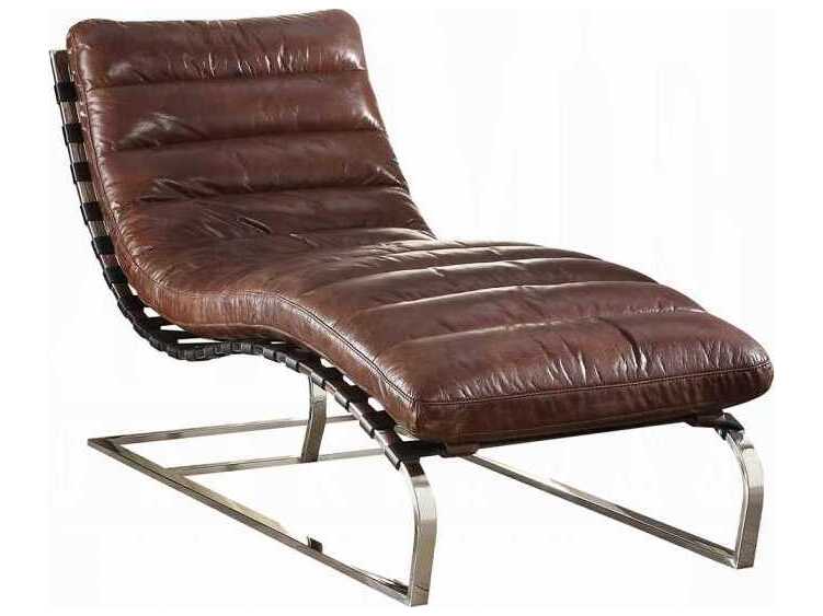 Acme Furniture Vintage Dark Brown Leather Chaise