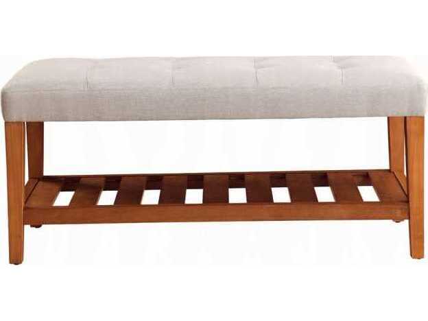 Acme Furniture Charla Light Gray Oak Upholstered Accent Bench