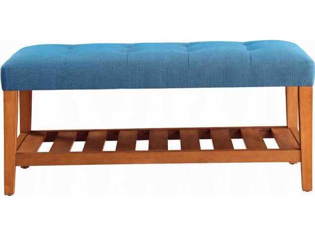 Acme Furniture Charla Blue Oak Upholstered Accent Bench
