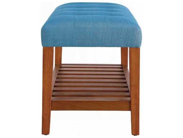 Acme Furniture Charla Blue Oak Upholstered Accent Bench