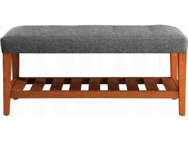 Acme Furniture Charla Gray Oak Upholstered Accent Bench