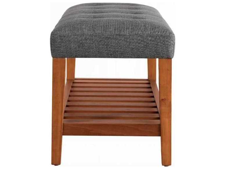 Acme Furniture Charla Gray Oak Upholstered Accent Bench