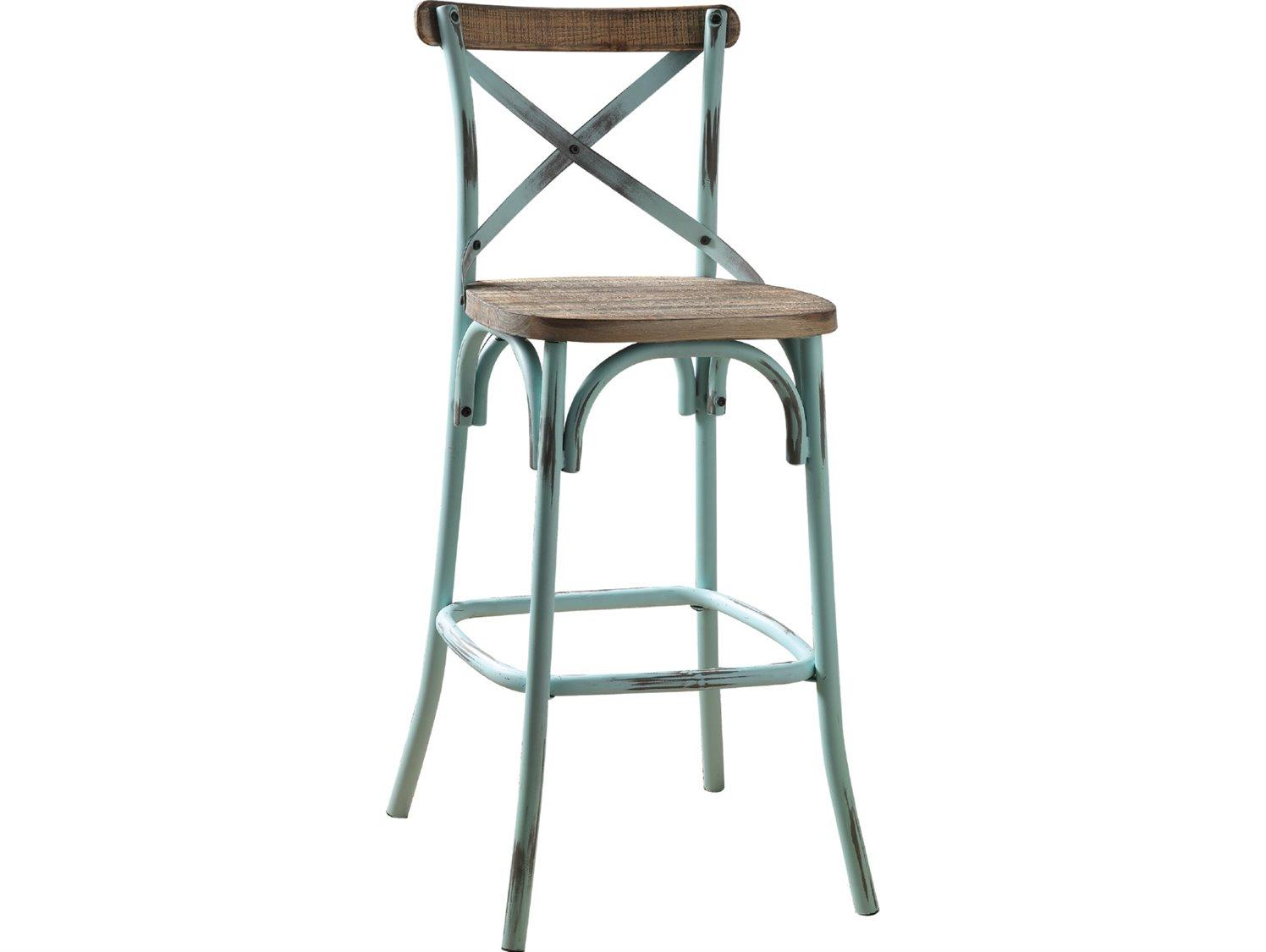 Acme Furniture Zaire Antique Sky Oak Walnut Wood Bar Stool