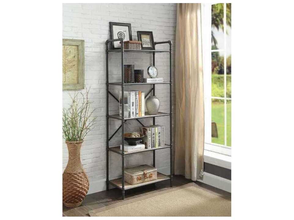 Acme Furniture Itzel Antique Oak Sandy Gray Bookcase