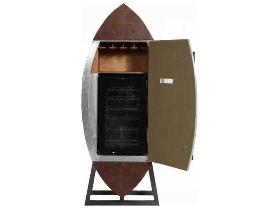 Acme Furniture Brancaster Silver Plywood Retro Brown Bar Cabinet