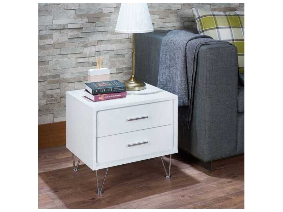 Acme Furniture Deoss Rectangular Wood White End Table
