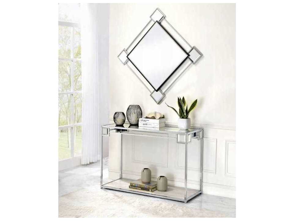 Acme Furniture Asbury Mirrored Chrome Square Wall Mirror