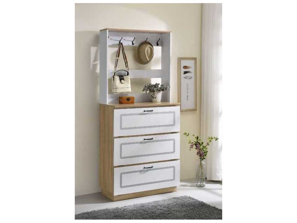 Acme Furniture Light Oak White Shoe Rack