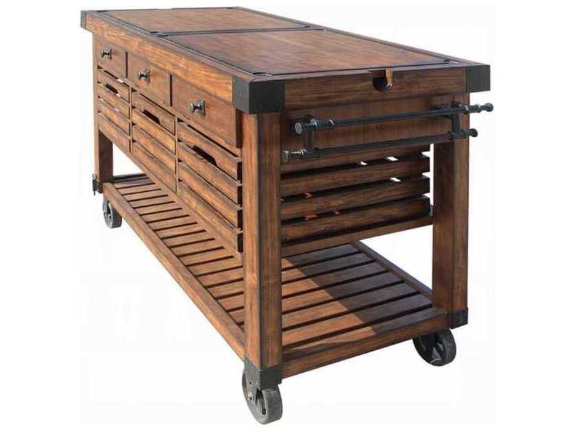 Acme Furniture Wood Brown Distressed Chestnut Bar Cart