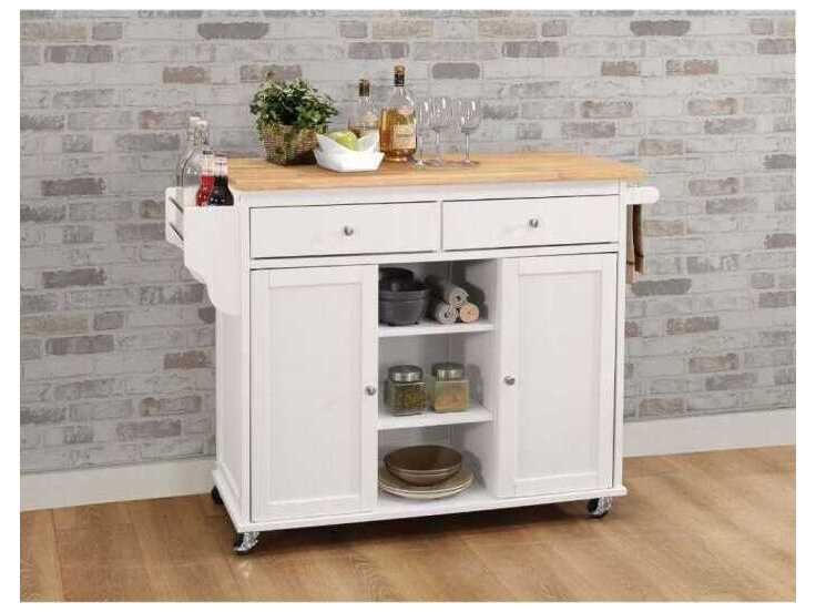 Acme Furniture Wood Natural White Bar Cart