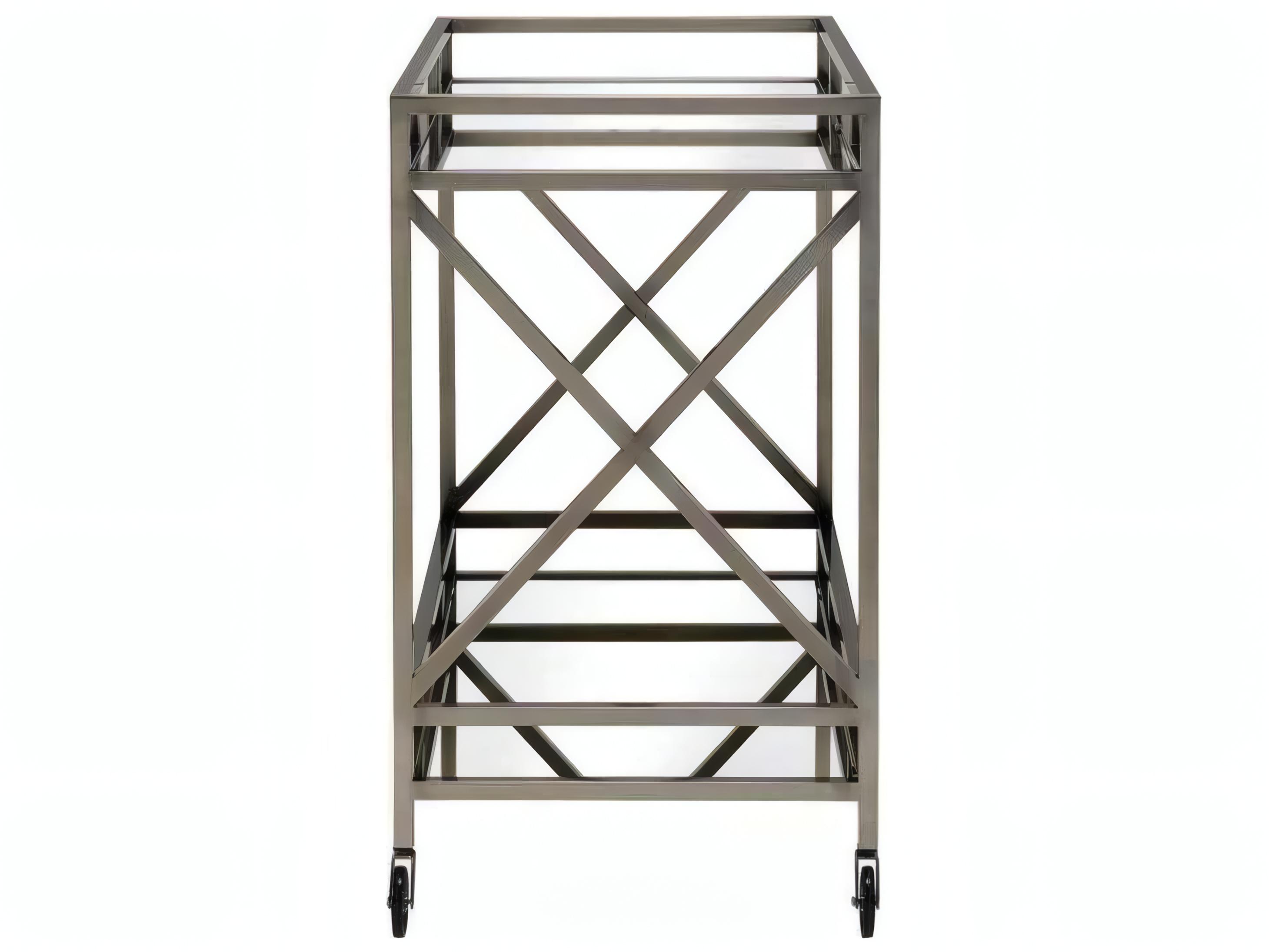 Acme Furniture Glass Antique Gold Mirror Bar Cart