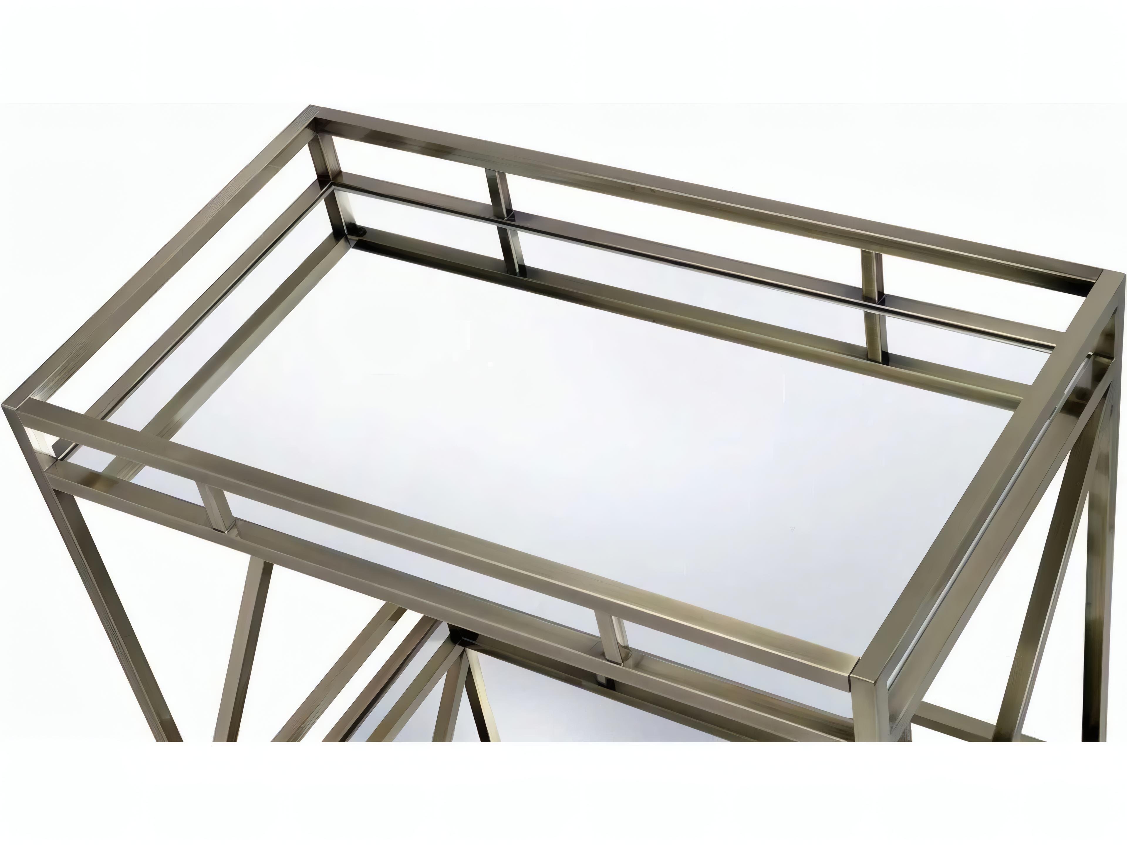 Acme Furniture Glass Antique Gold Mirror Bar Cart