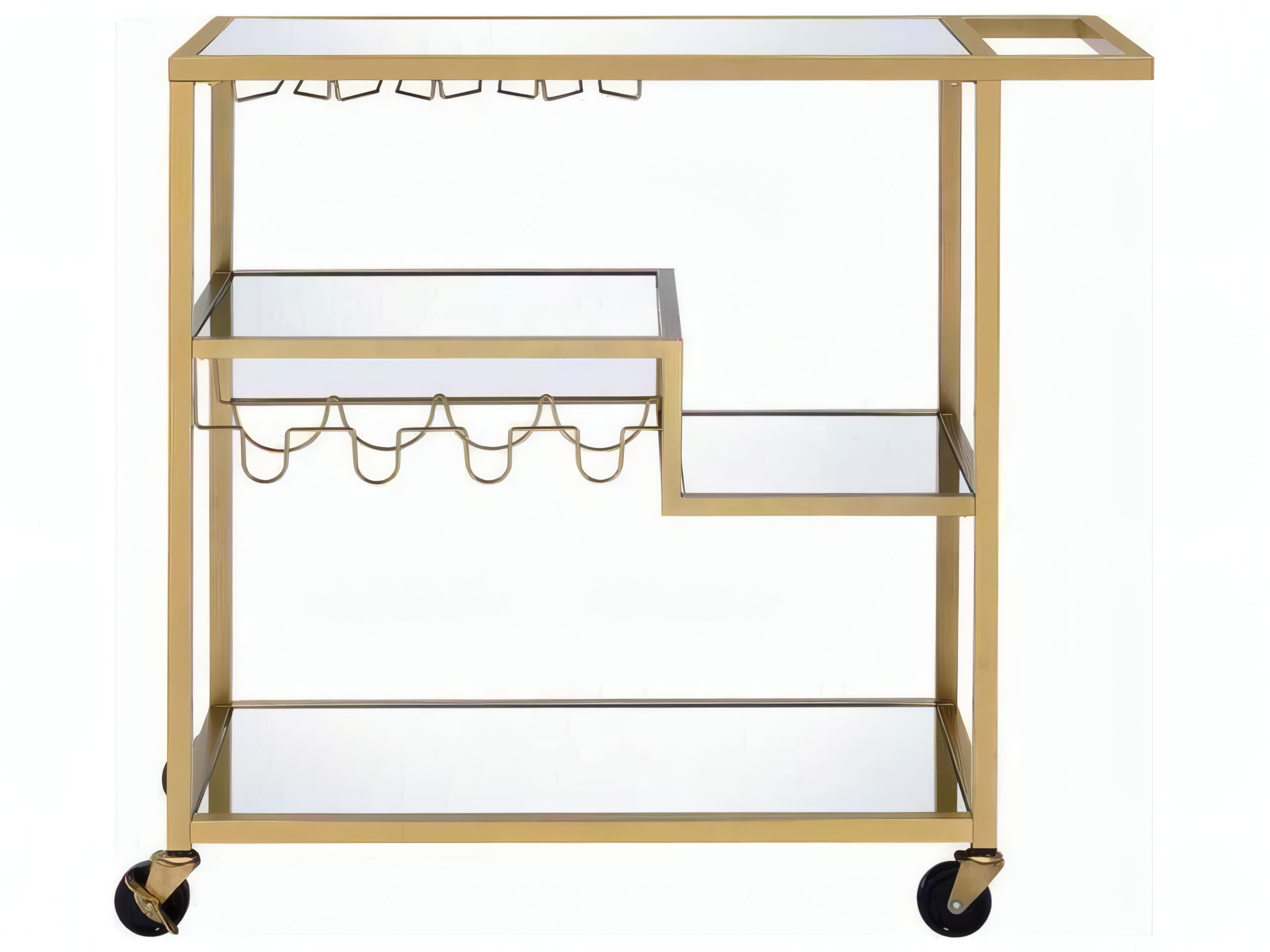 Acme Furniture Glass Champagne Mirror Bar Cart