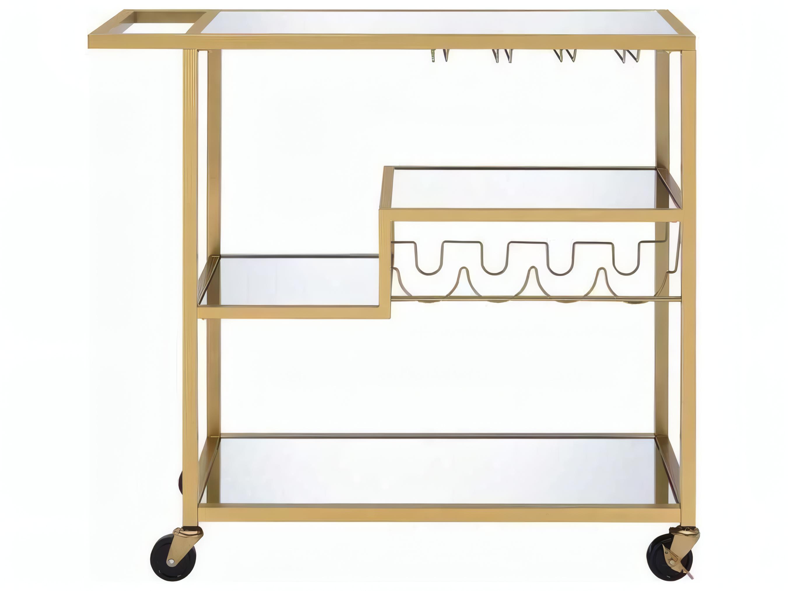 Acme Furniture Glass Champagne Mirror Bar Cart