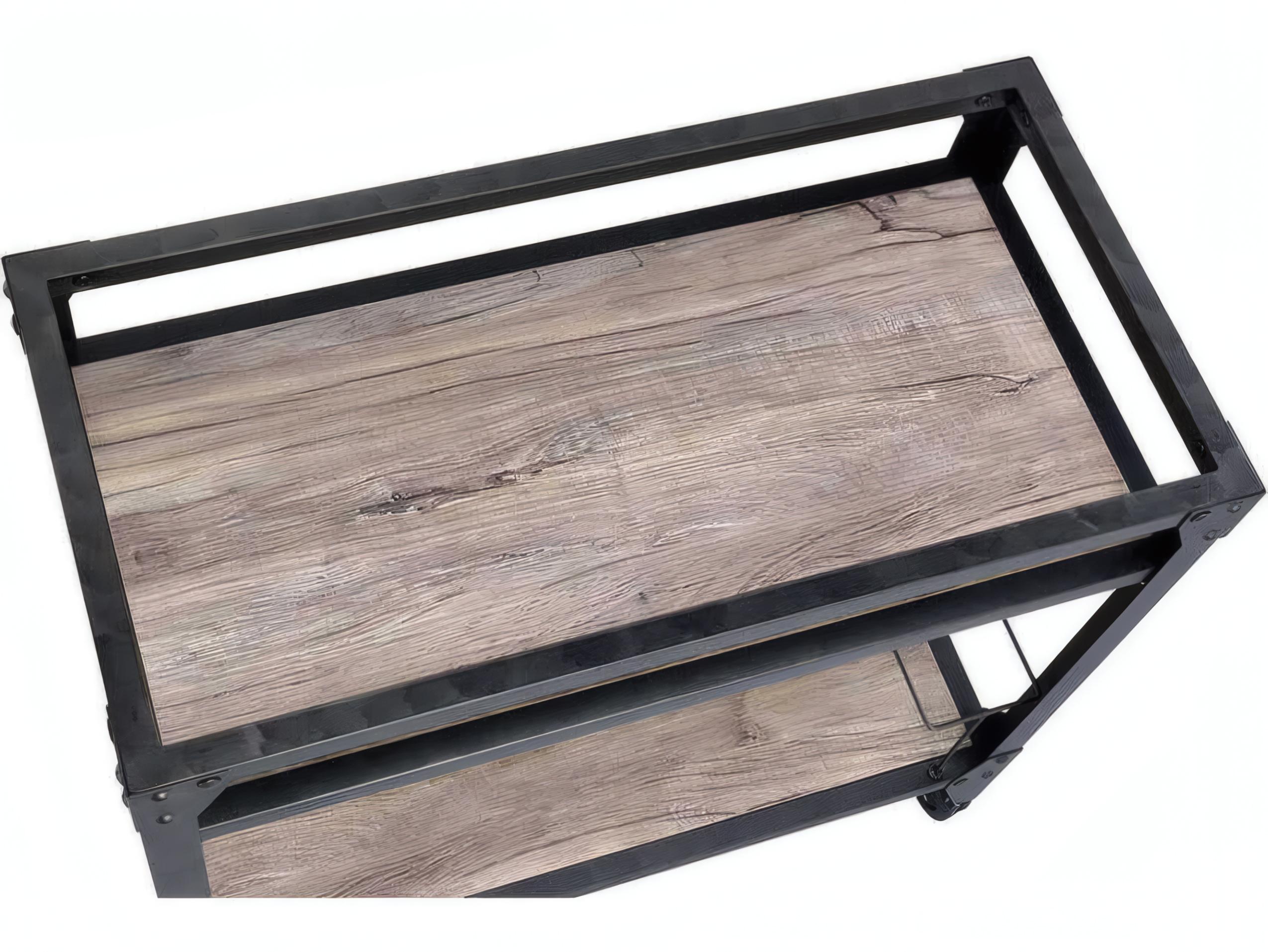 Acme Furniture Wood Brown Rustic Oak Charcoal Bar Cart