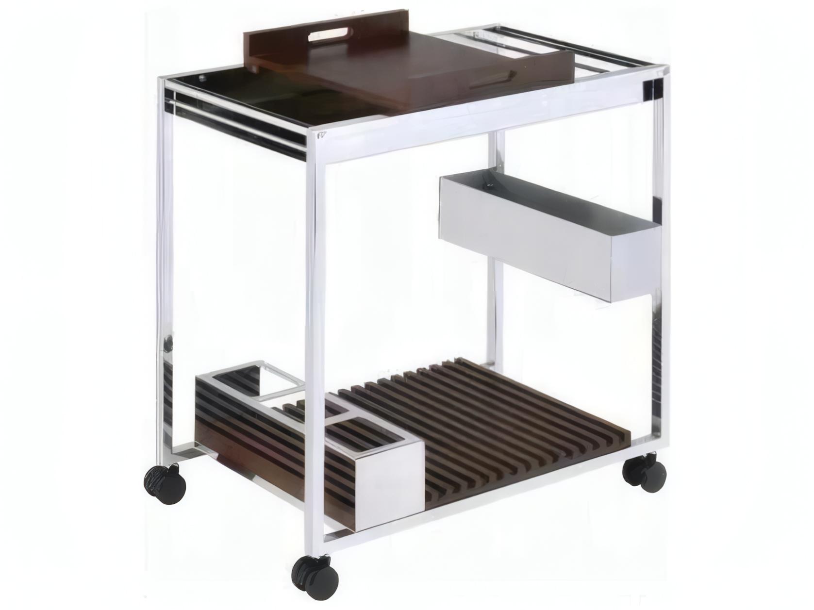 Acme Furniture Wood Silver Chrome Bar Cart