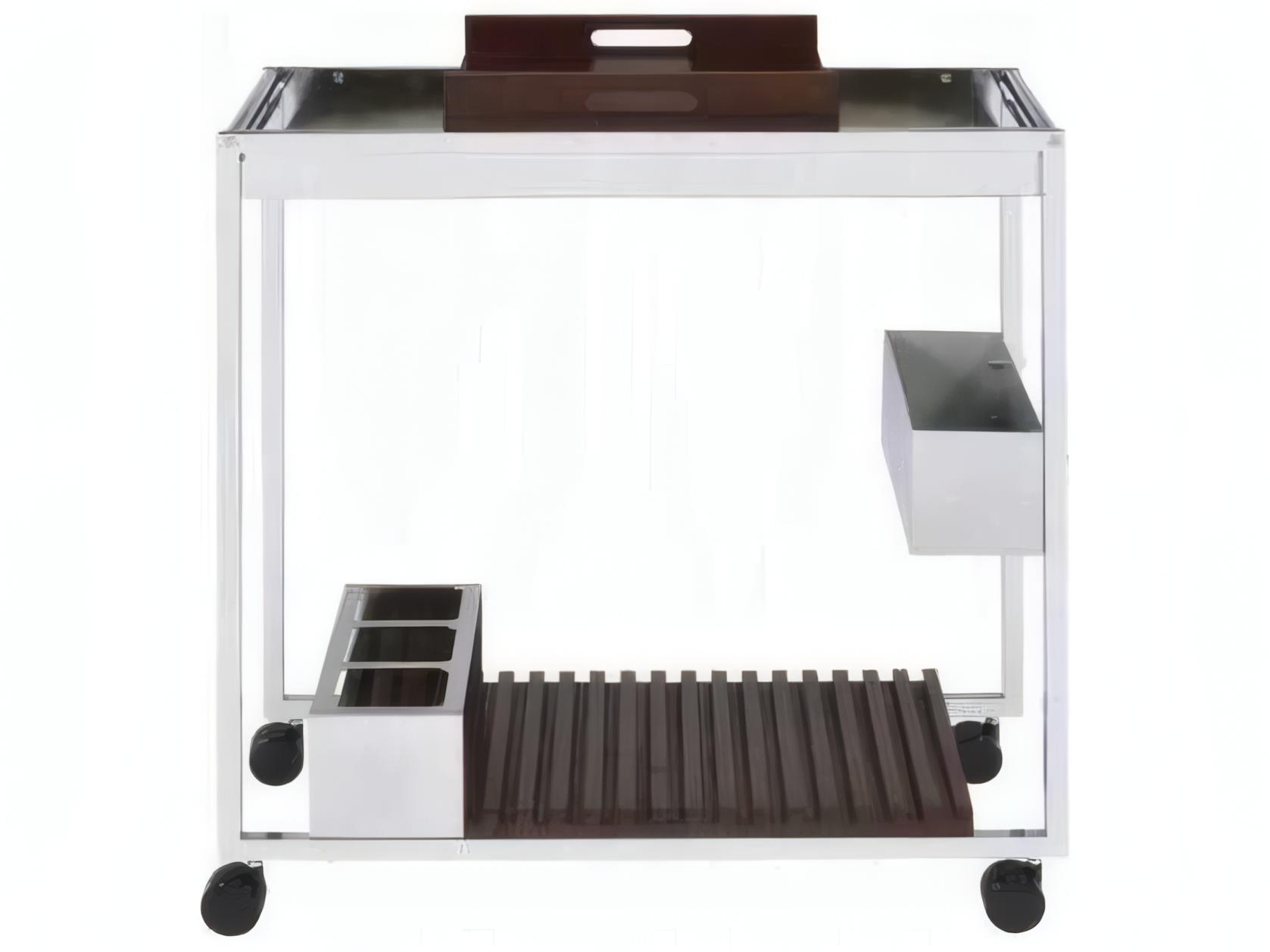 Acme Furniture Wood Silver Chrome Bar Cart