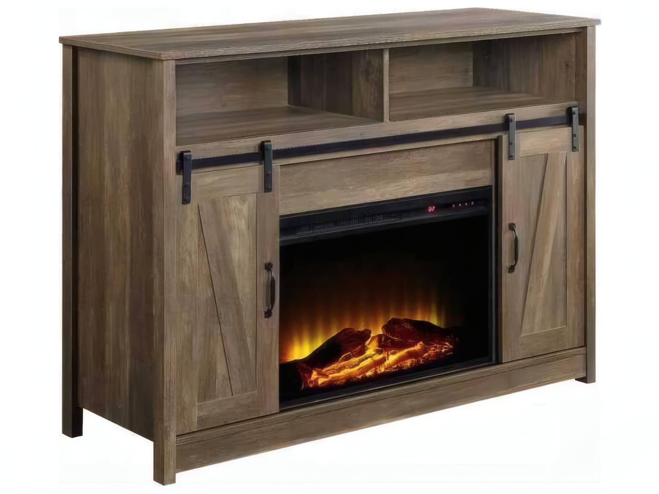 Acme Furniture Tobias Rustic Oak Electric Fireplace