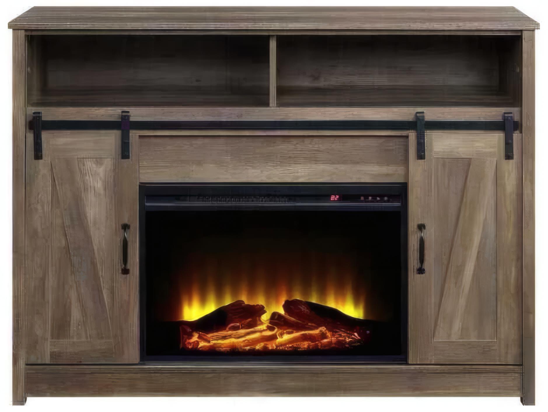 Acme Furniture Tobias Rustic Oak Electric Fireplace