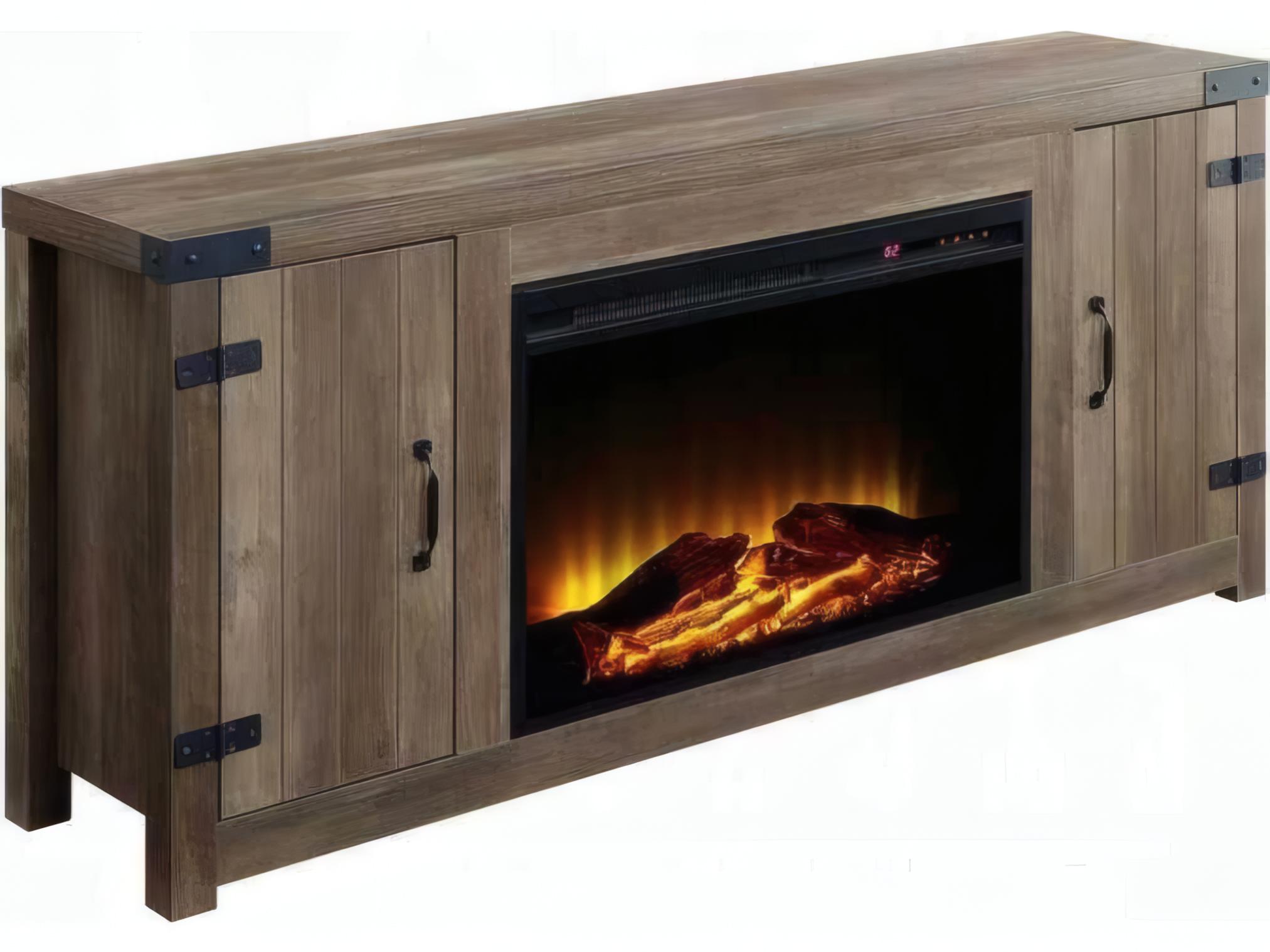 Acme Furniture Tobias Rustic Oak Electric Fireplace