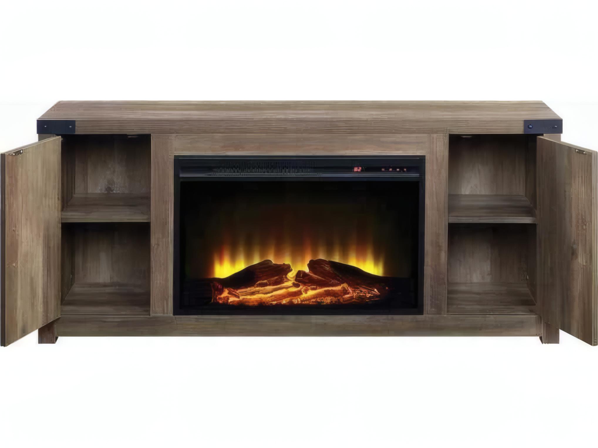 Acme Furniture Tobias Rustic Oak Electric Fireplace