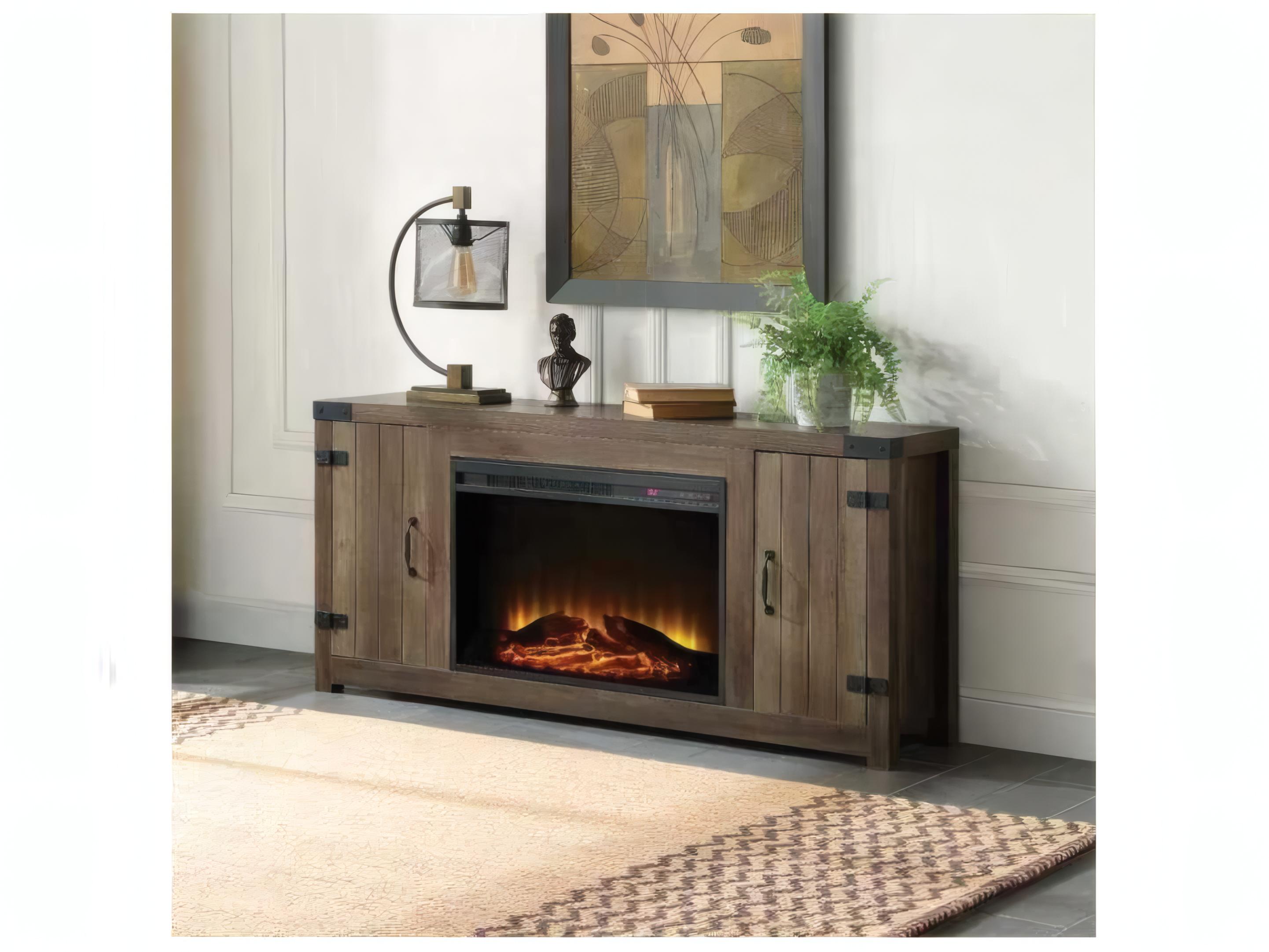 Acme Furniture Tobias Rustic Oak Electric Fireplace