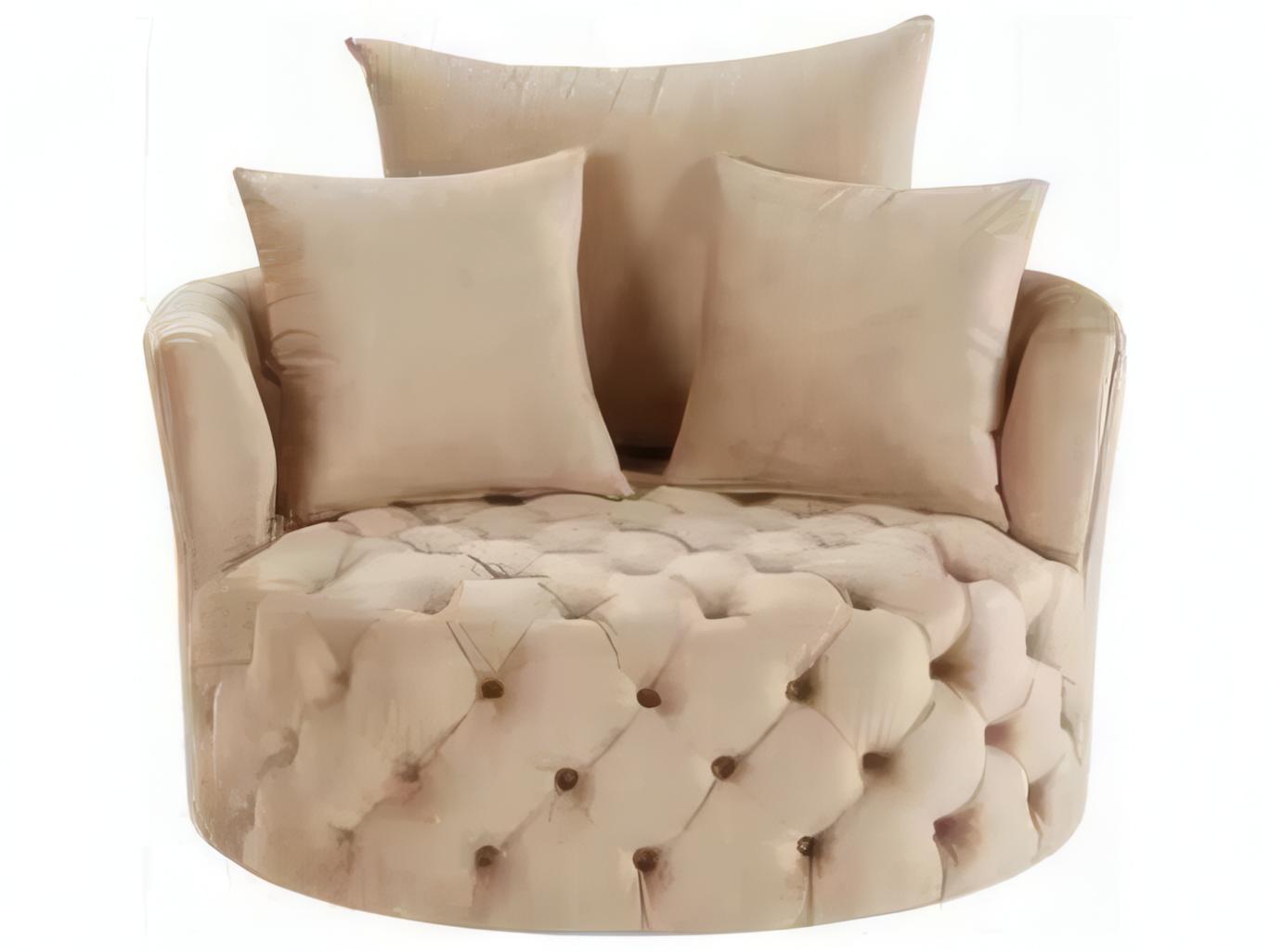 Acme Furniture Zunyas Swivel Beige Velvet Accent Chair