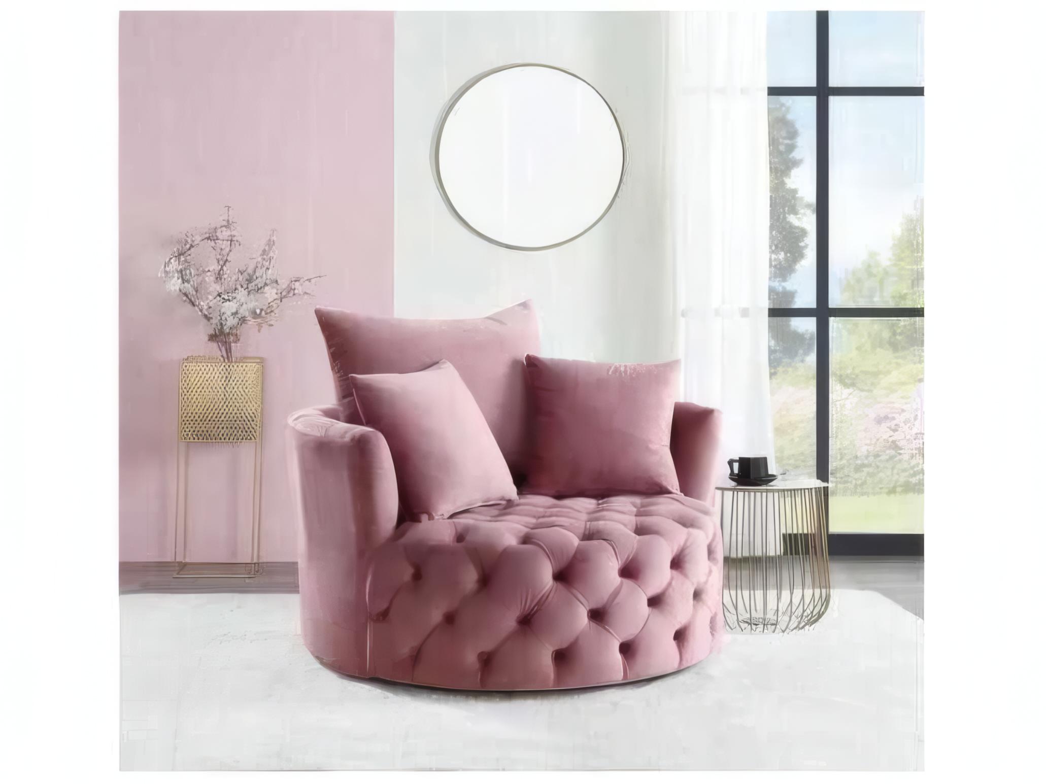 Acme Furniture Zunyas Swivel Pink Velvet Accent Chair