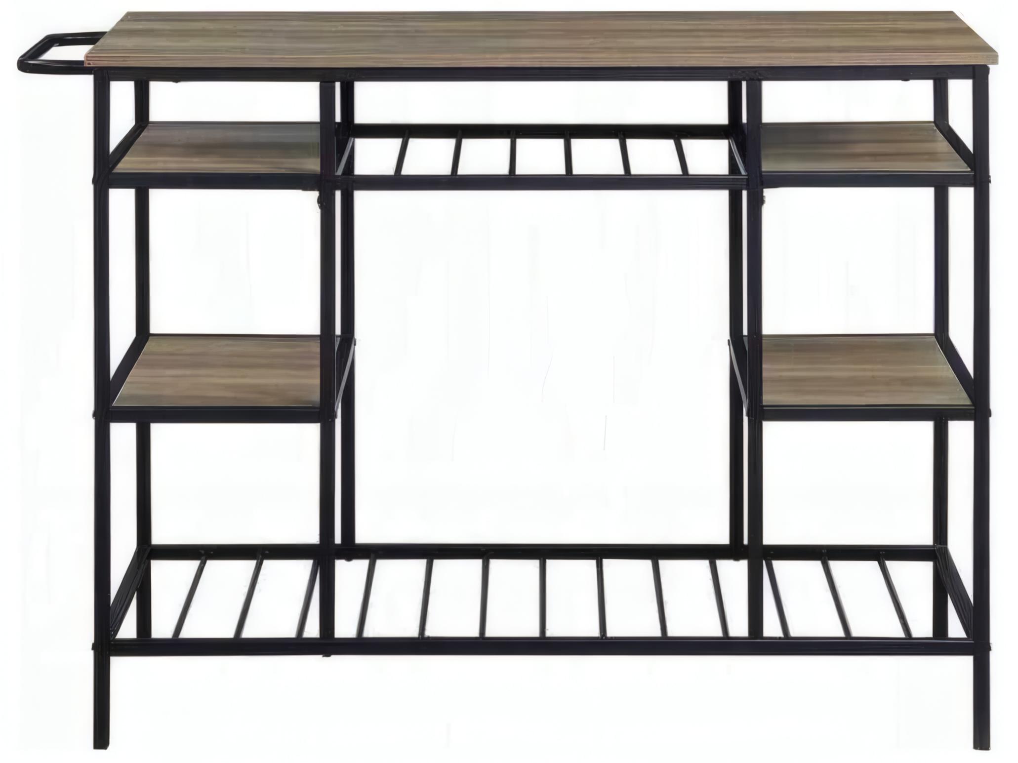 Acme Furniture Wood Rustic Oak Black Bar Cart