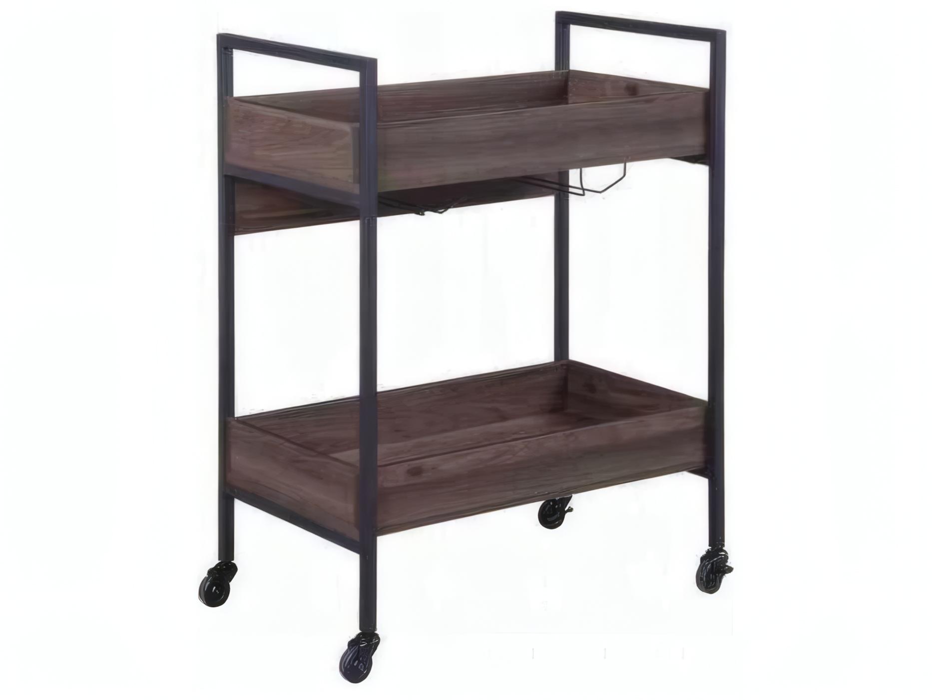 Acme Furniture Wood Brown Walnut Black Bar Cart