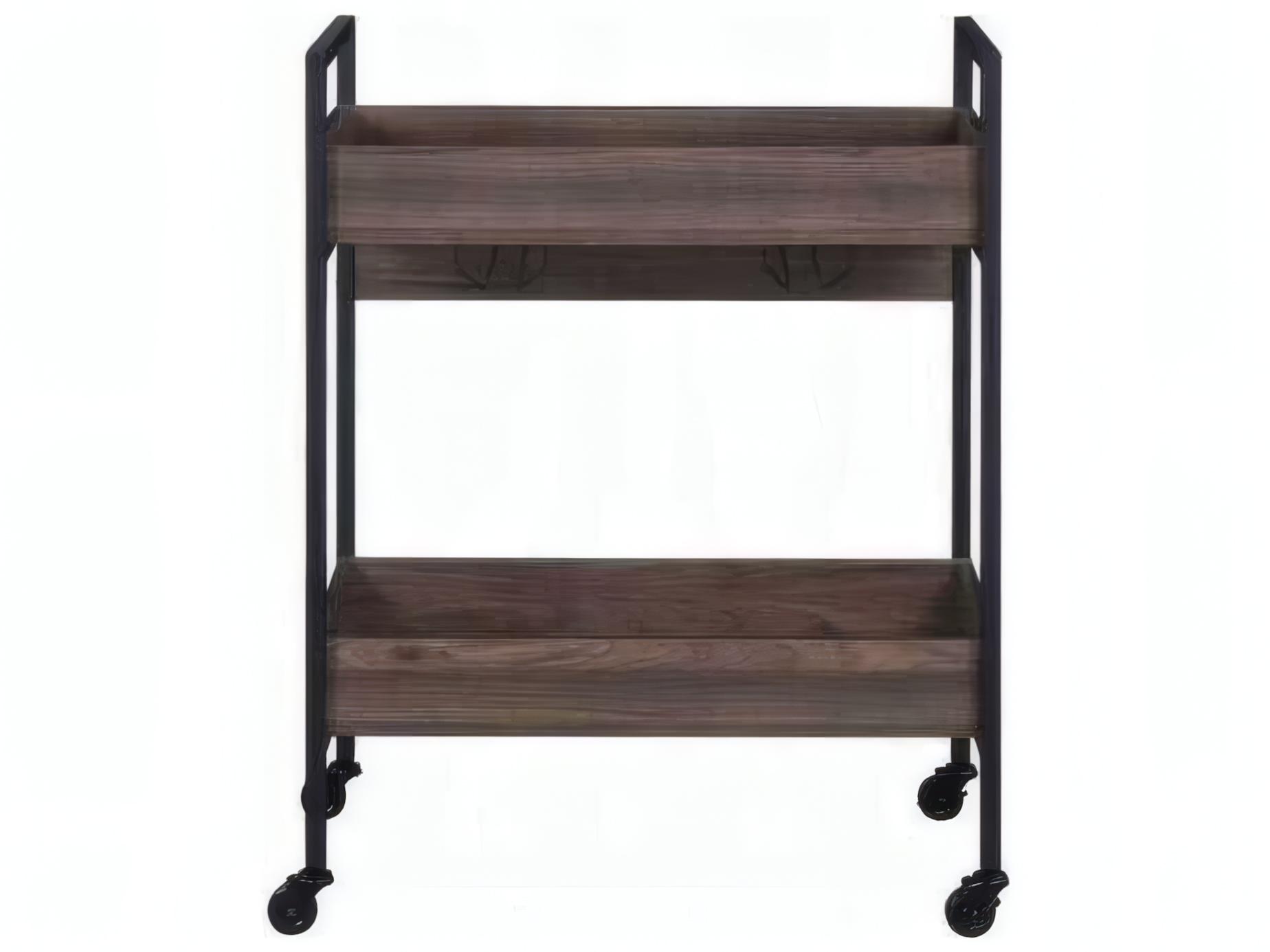 Acme Furniture Wood Brown Walnut Black Bar Cart