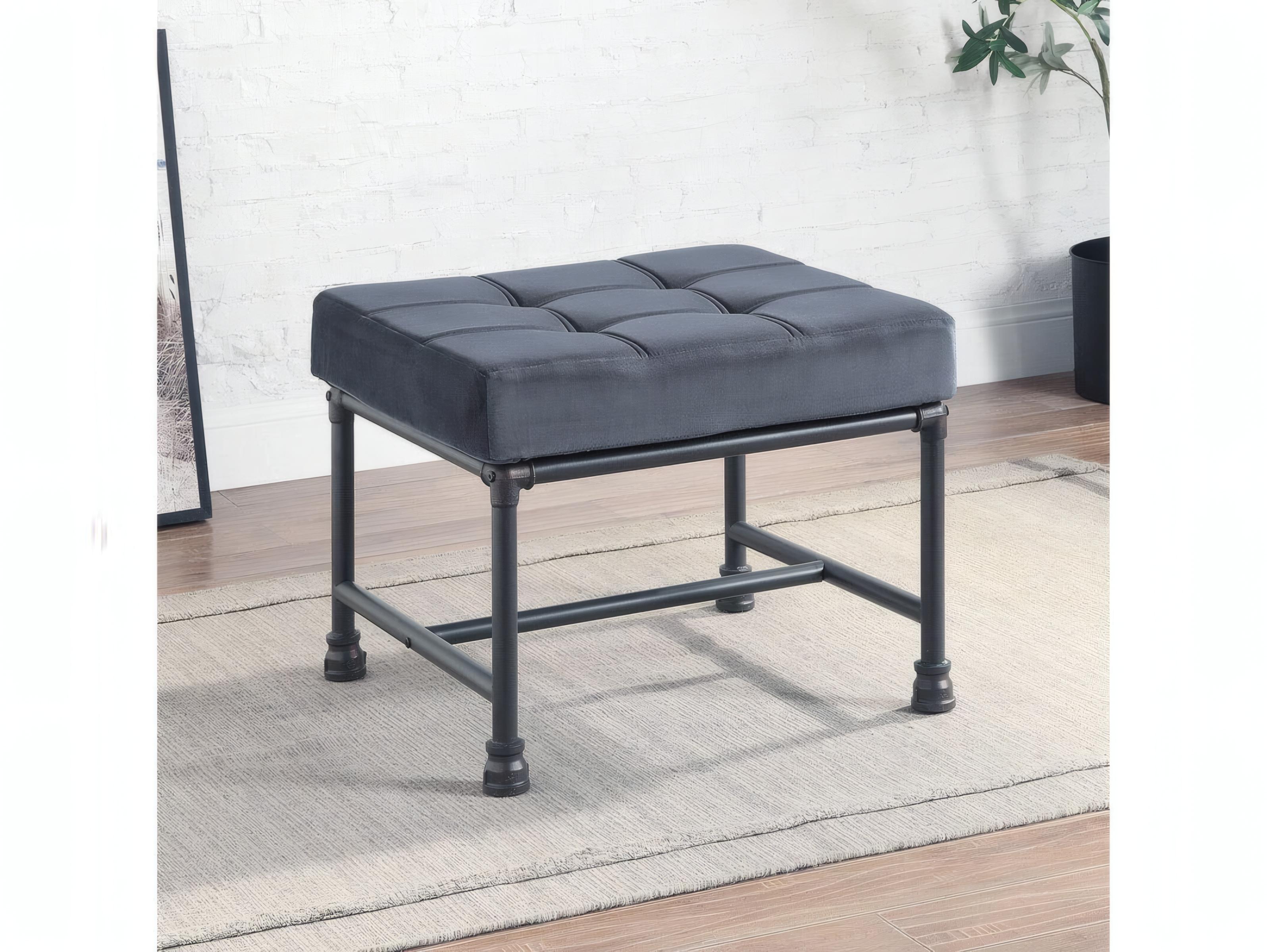 Acme Furniture Brantley Gray Velvet Sandy Upholstered Ottoman