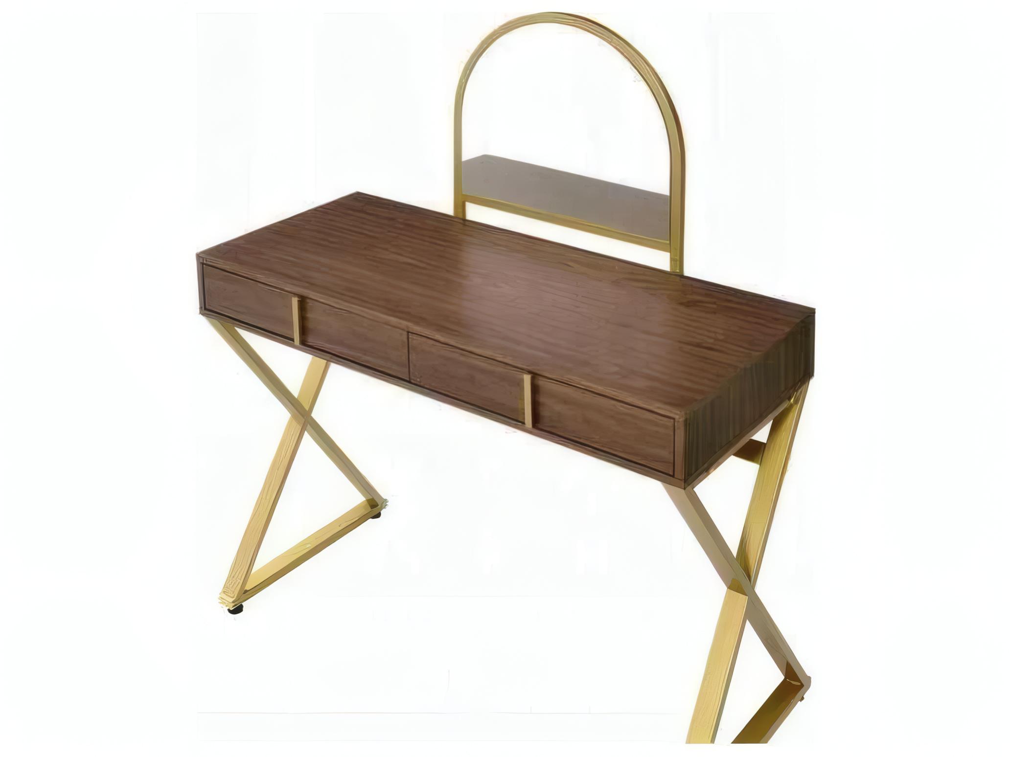 Acme Furniture Coleen Walnut Gold Vanity Table