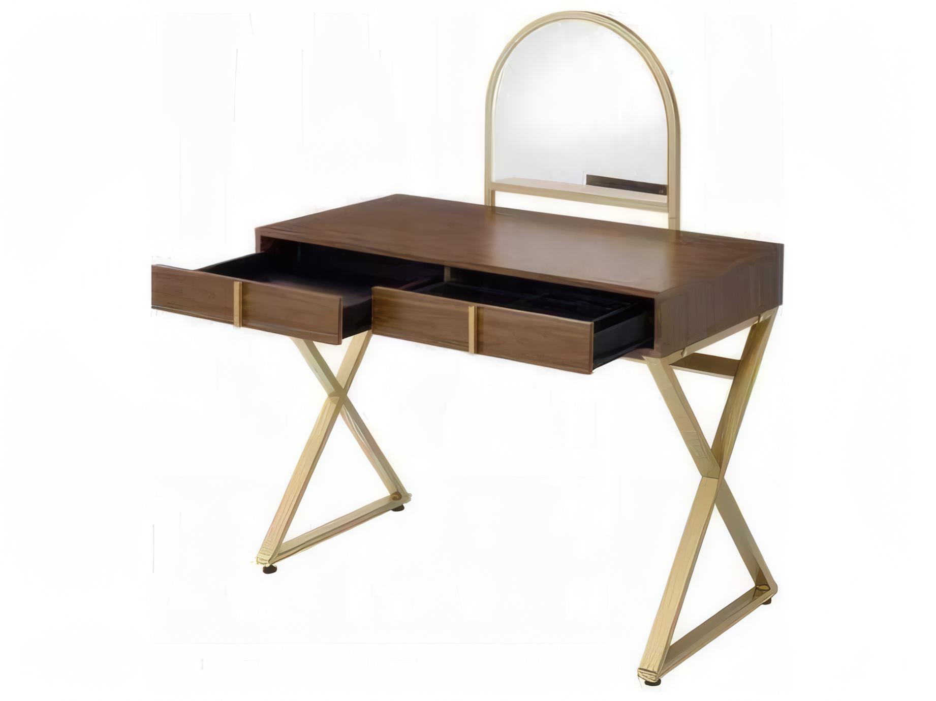 Acme Furniture Coleen Walnut Gold Vanity Table