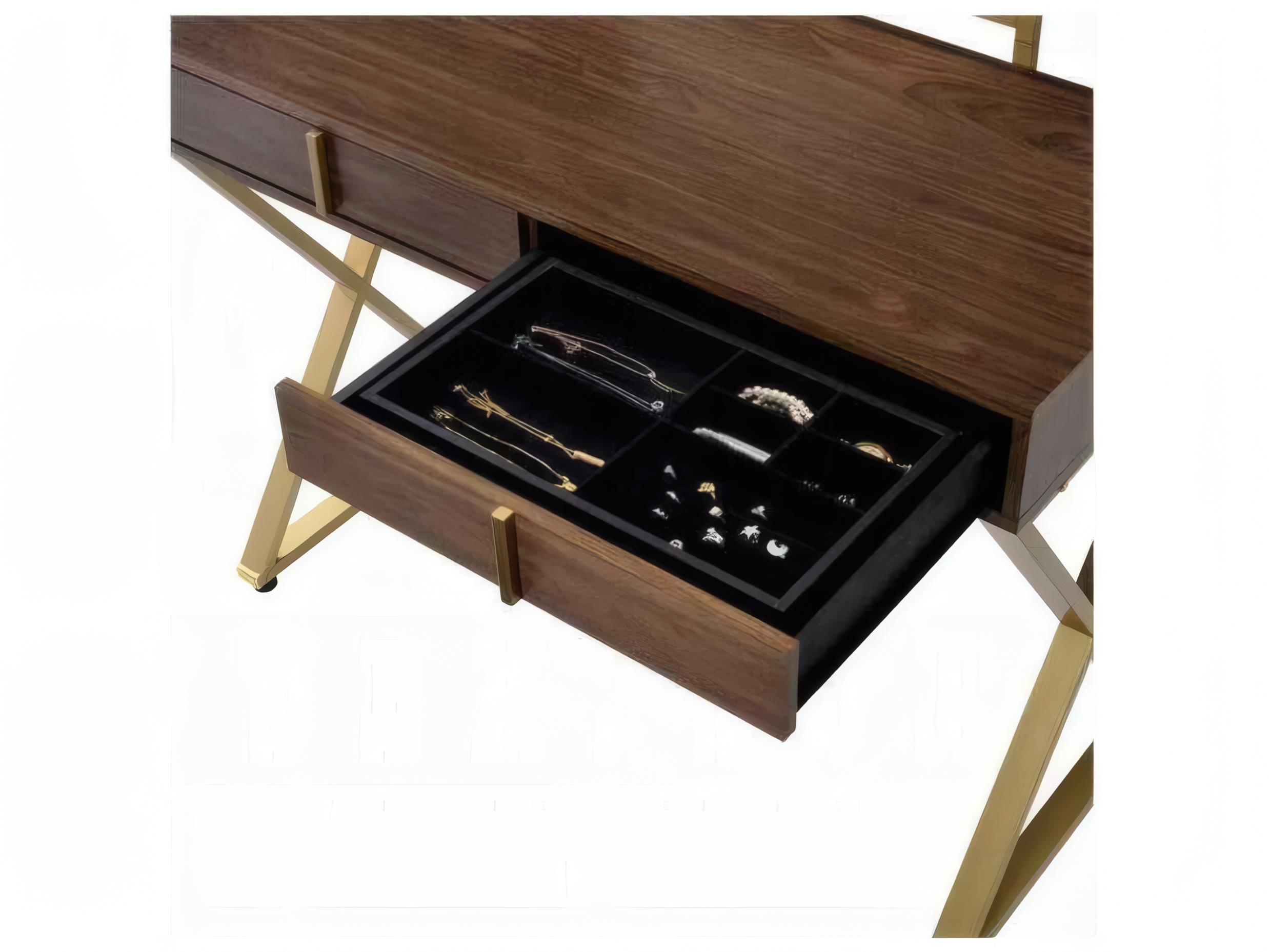 Acme Furniture Coleen Walnut Gold Vanity Table