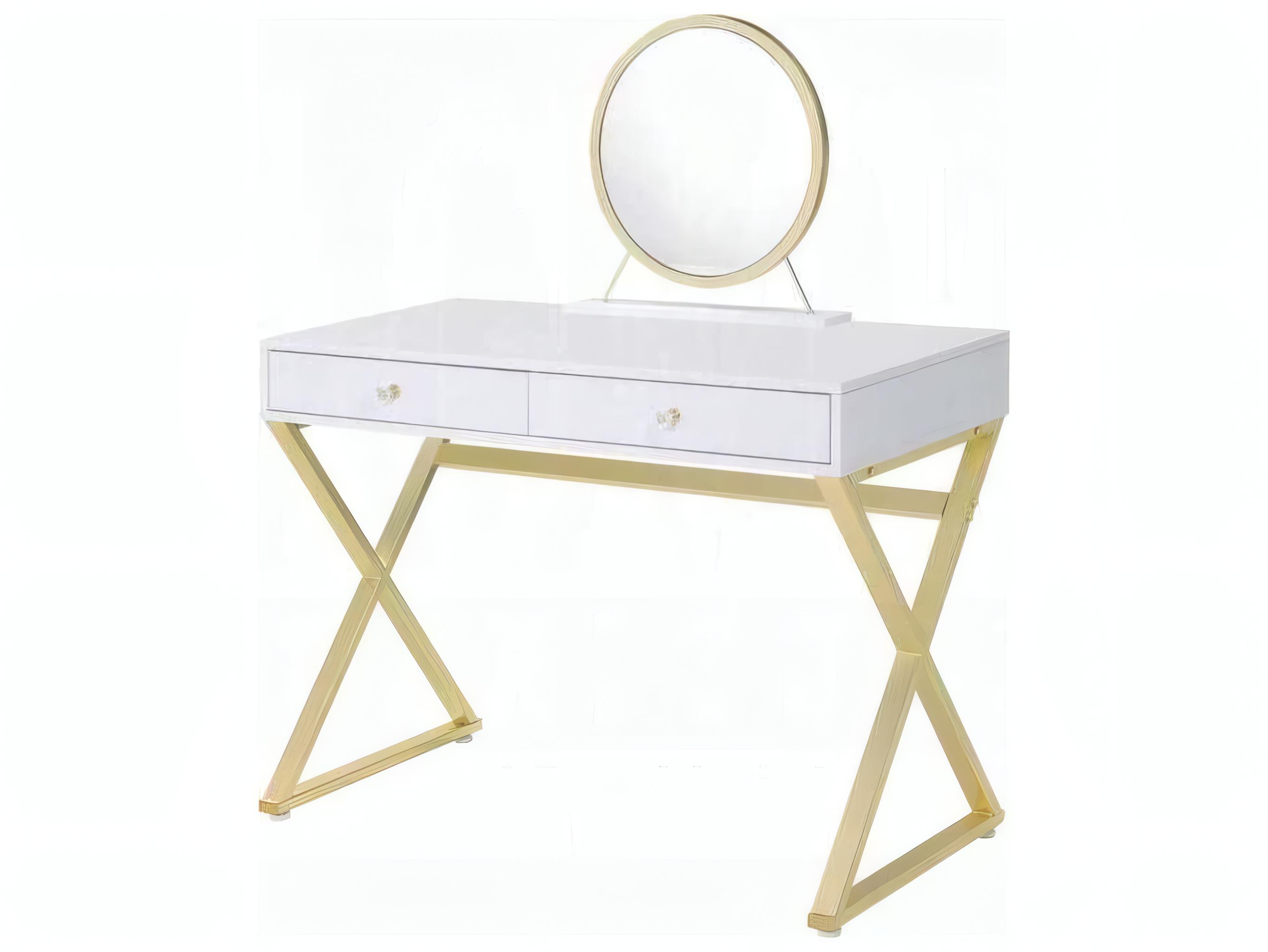 Acme Furniture Coleen White Gold Vanity Table