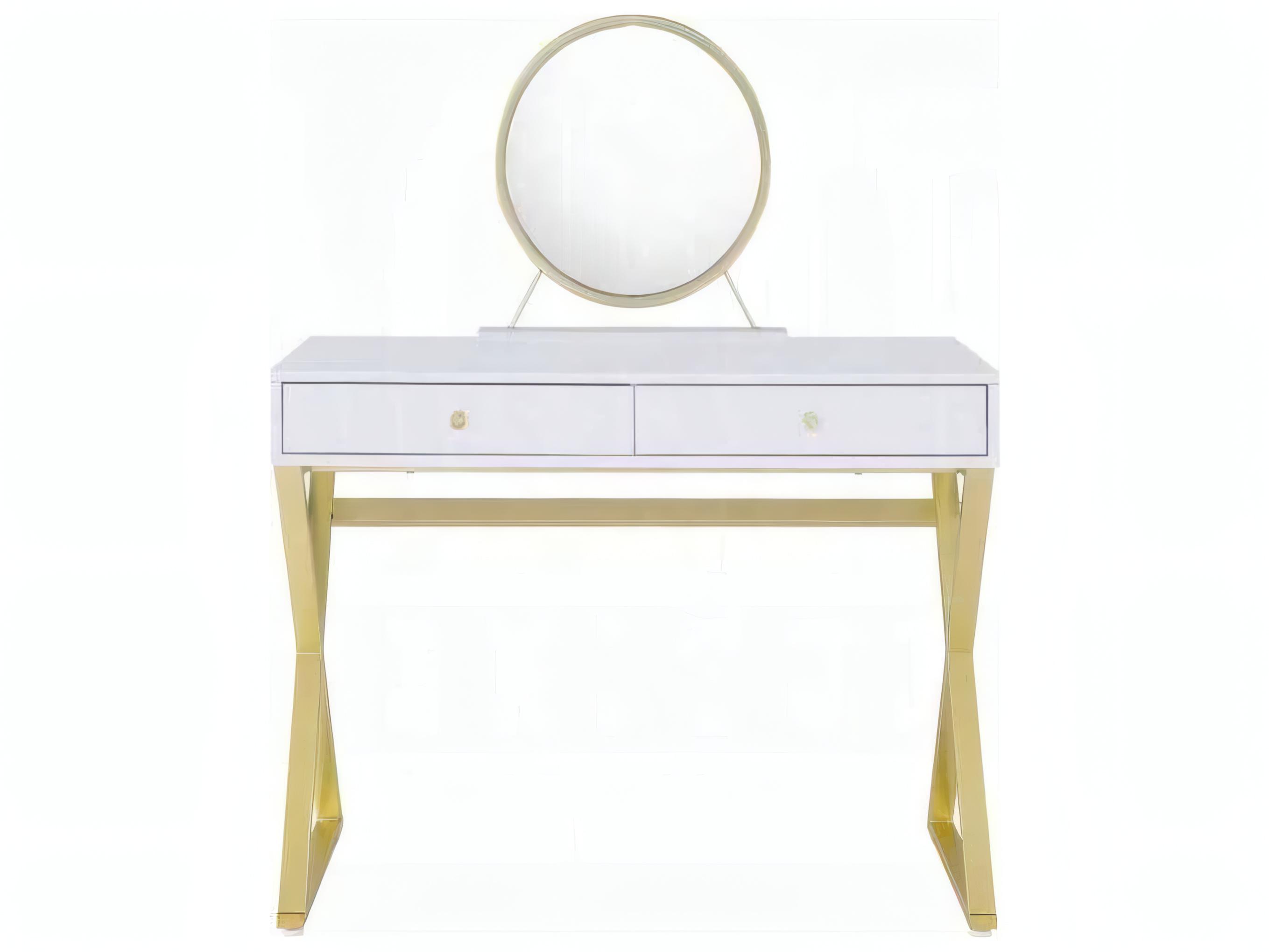 Acme Furniture Coleen White Gold Vanity Table