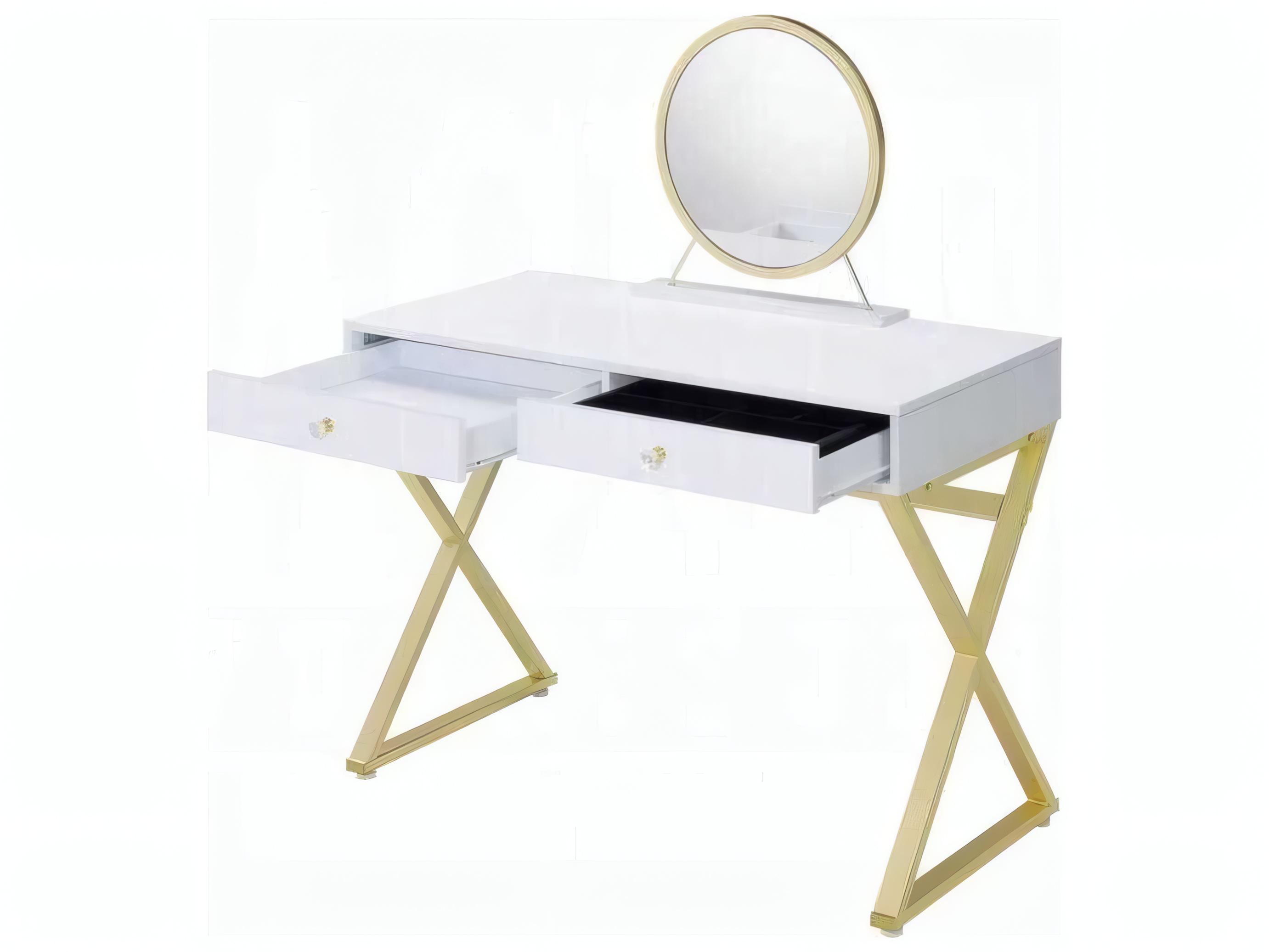Acme Furniture Coleen White Gold Vanity Table