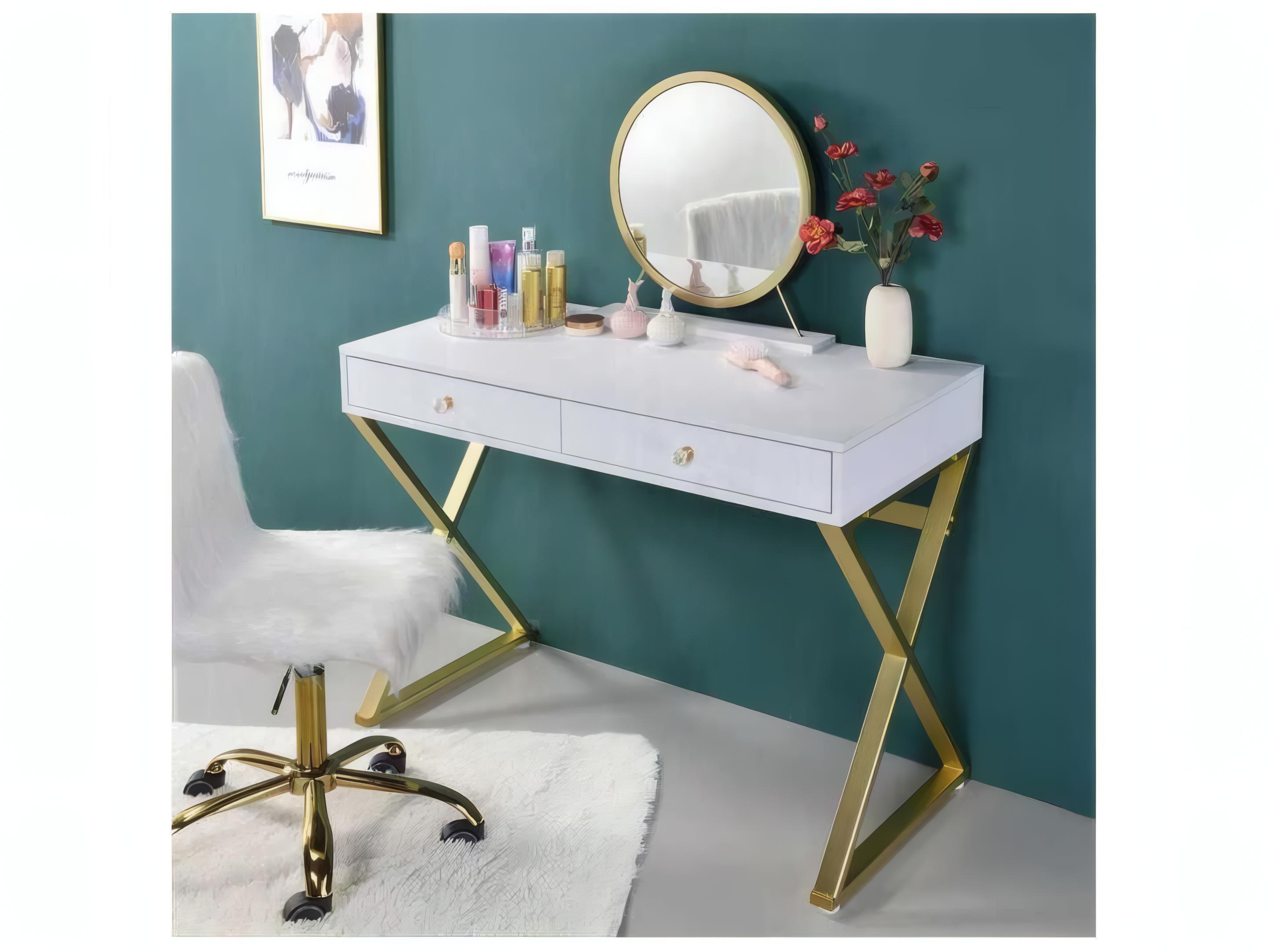 Acme Furniture Coleen White Gold Vanity Table