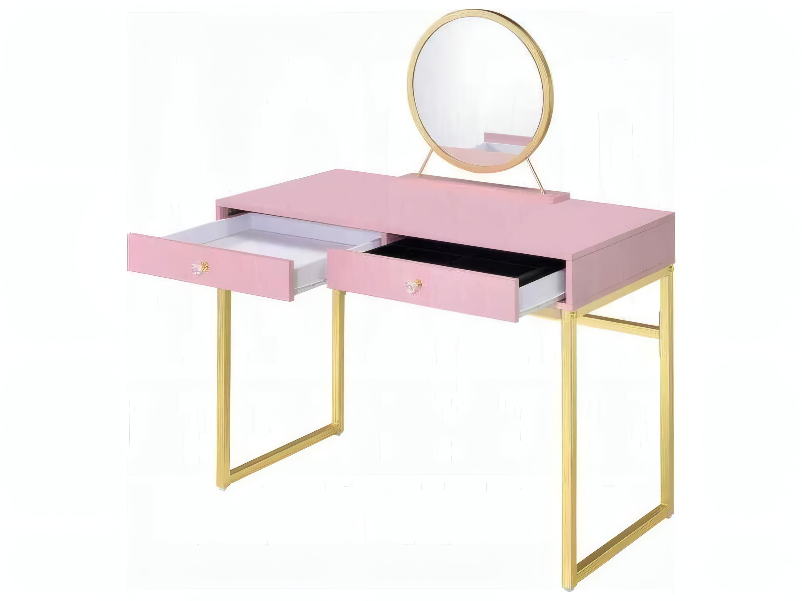 Acme Furniture Coleen Pink Gold Vanity Table