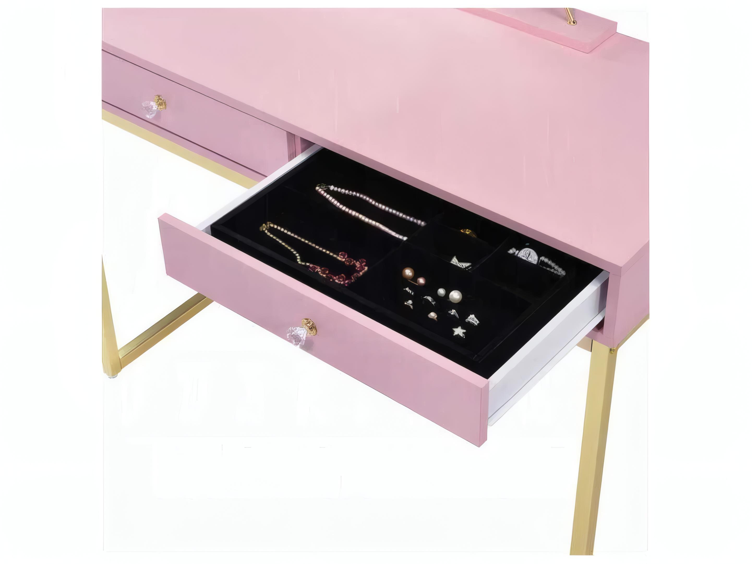 Acme Furniture Coleen Pink Gold Vanity Table
