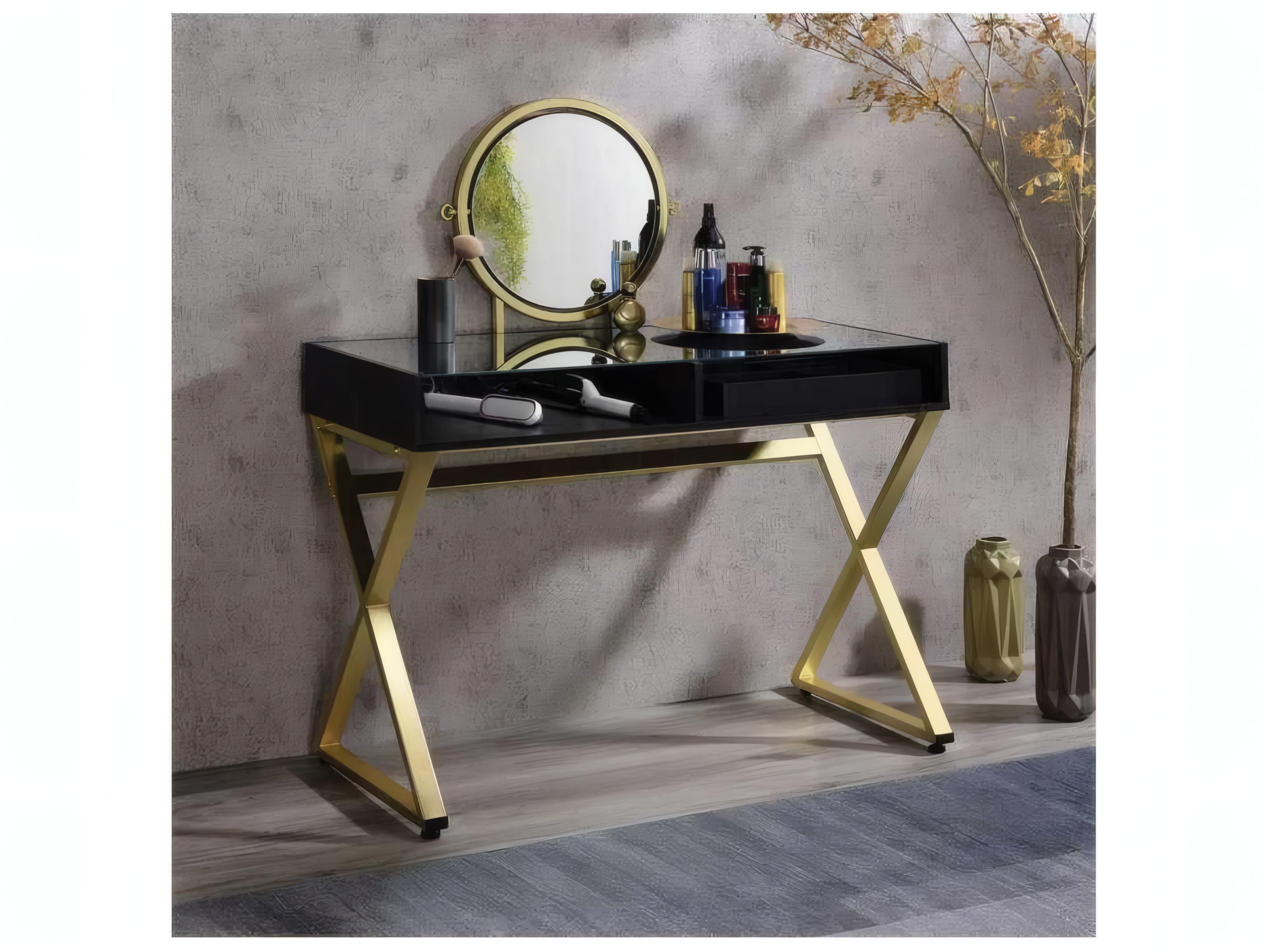 Acme Furniture Coleen Black Gold Vanity Table