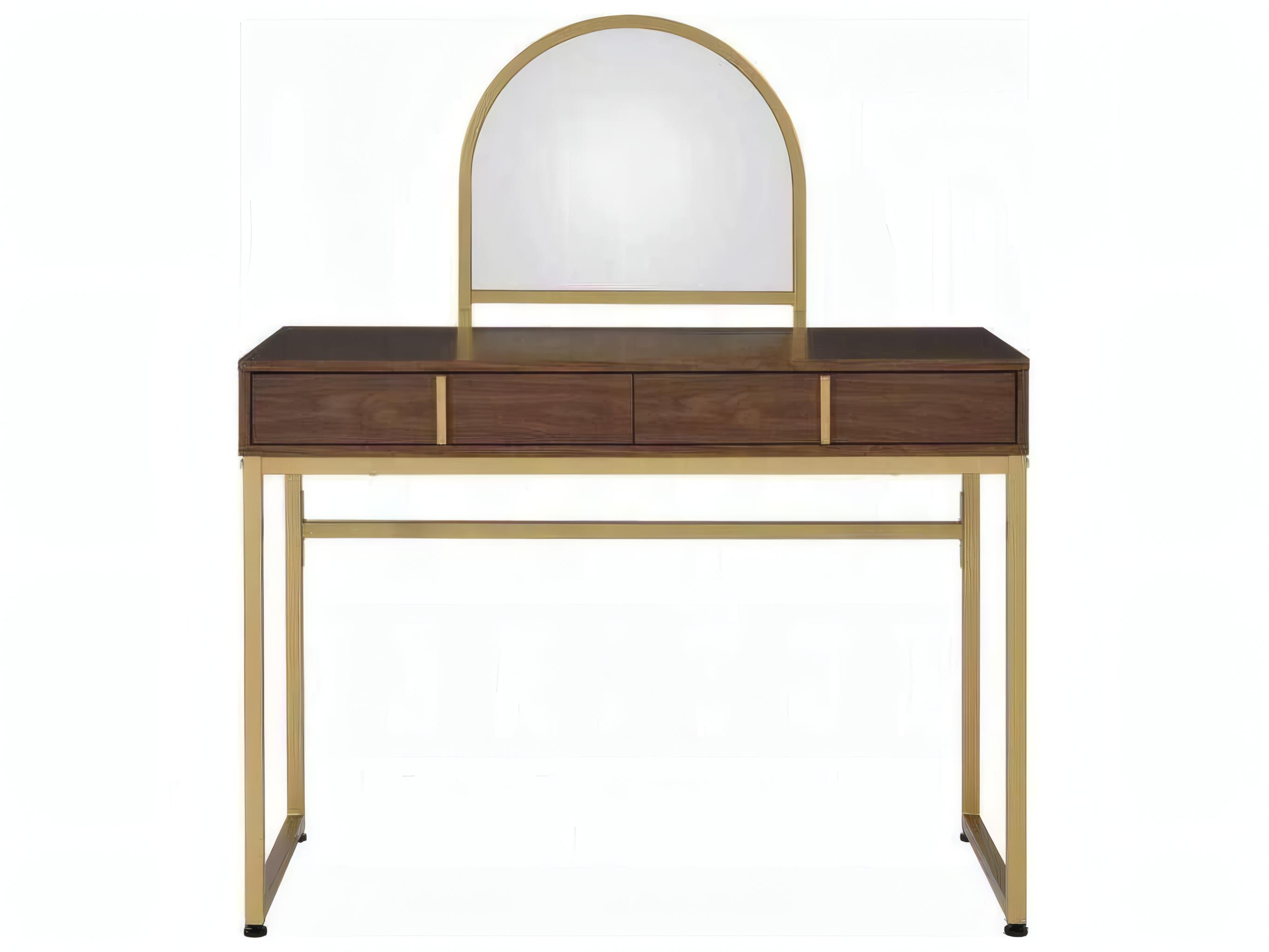 Acme Furniture Coleen Walnut Gold Vanity Table