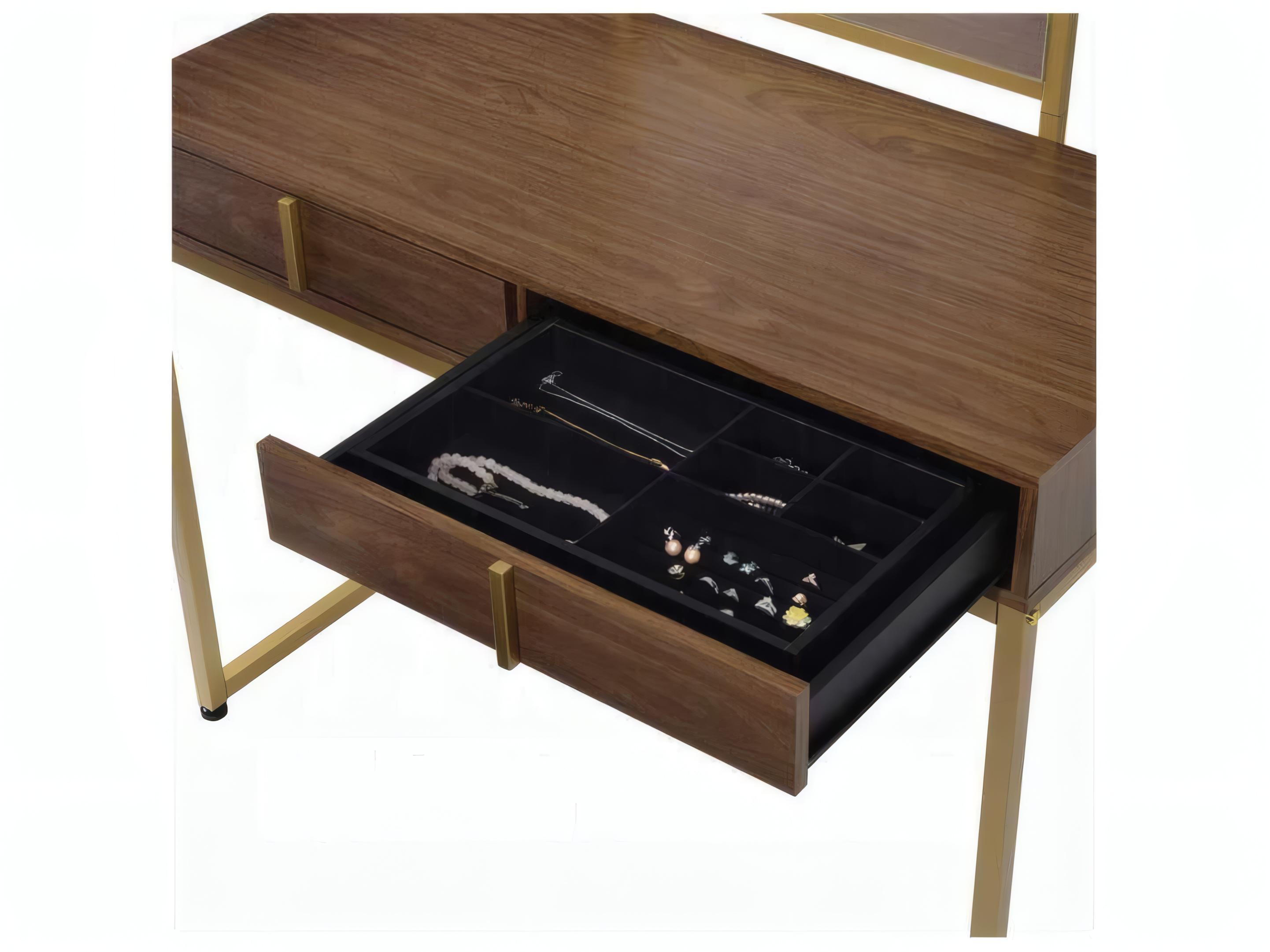 Acme Furniture Coleen Walnut Gold Vanity Table