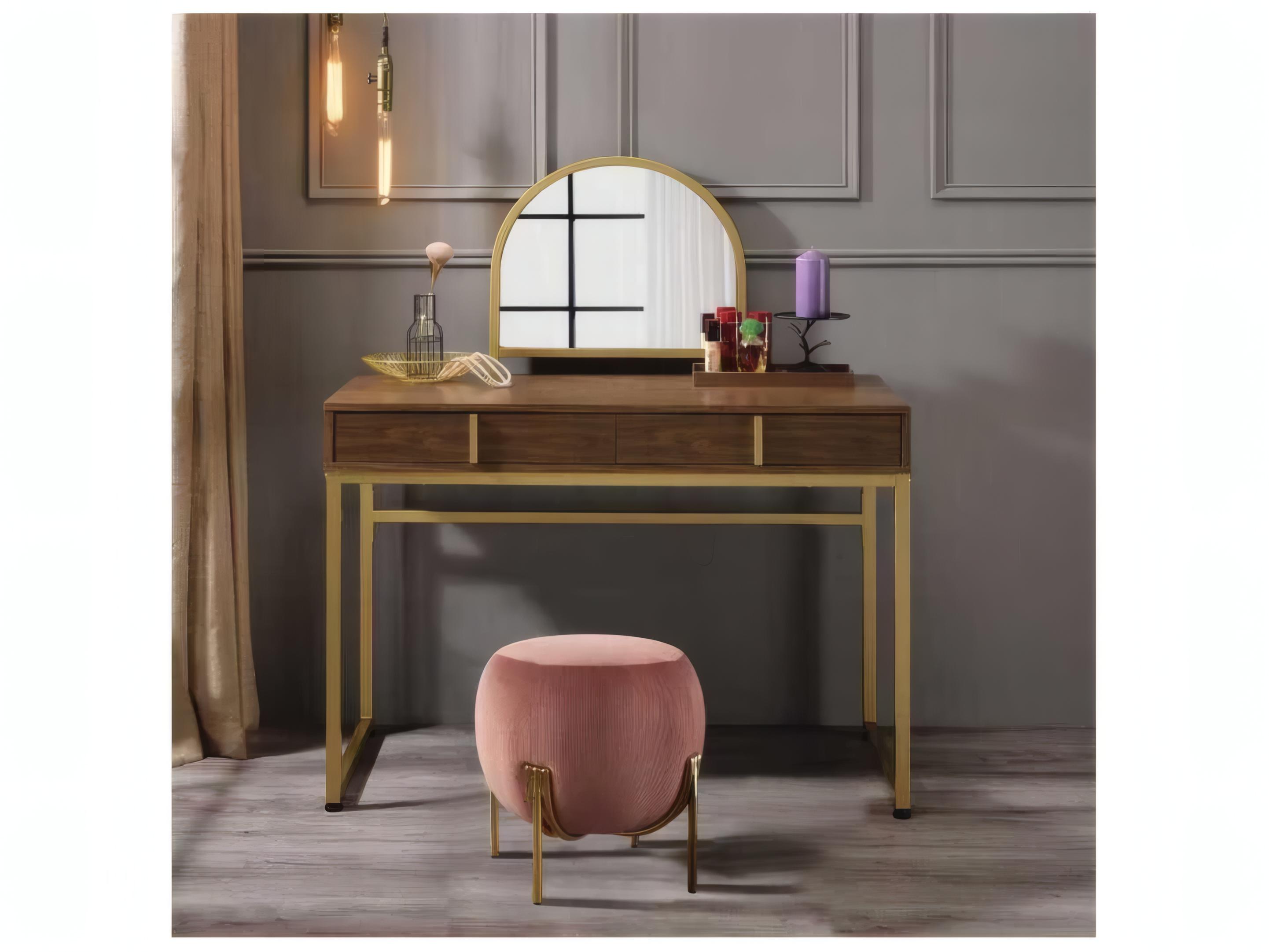 Acme Furniture Coleen Walnut Gold Vanity Table