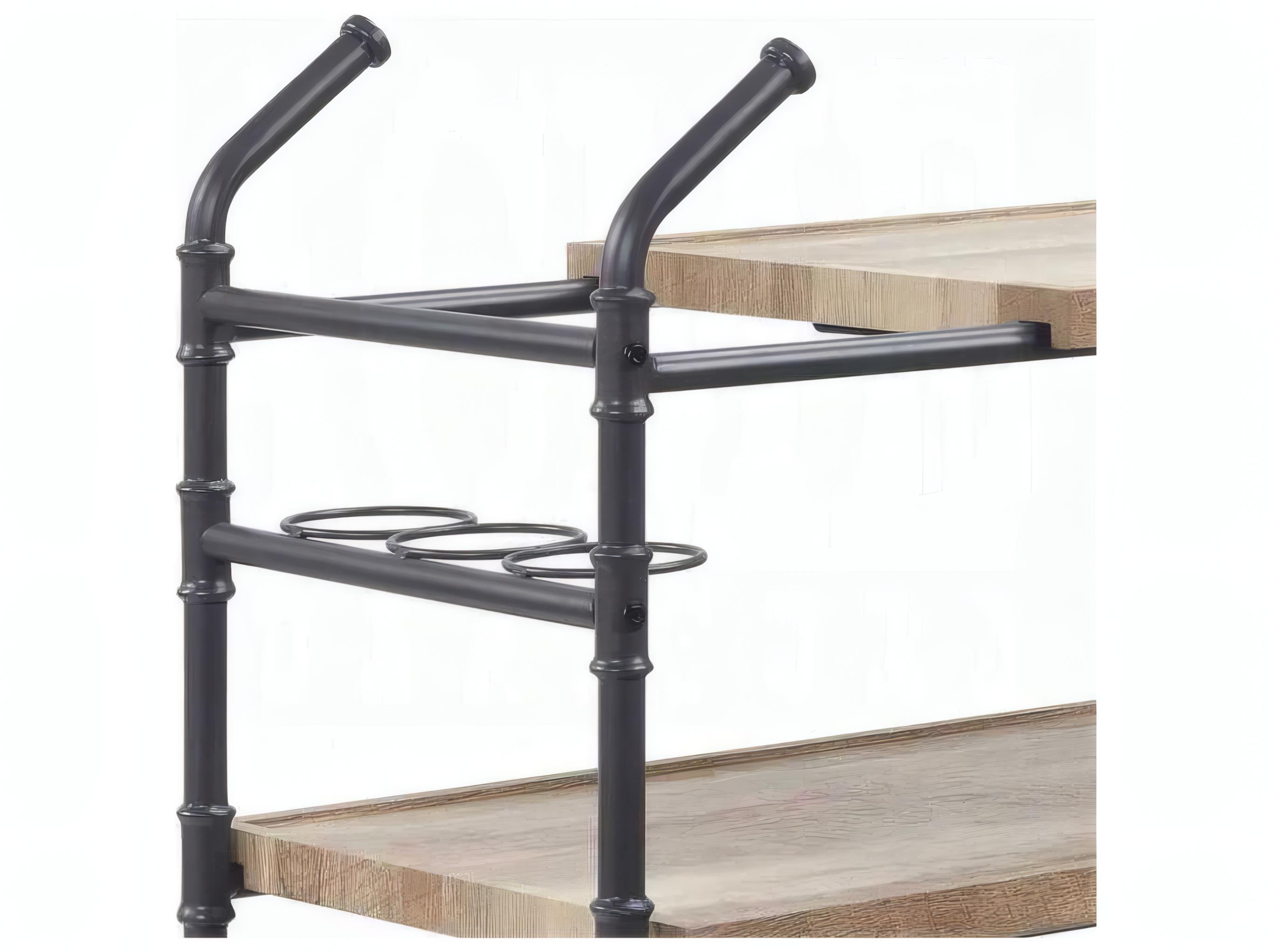 Acme Furniture Brantley Wood Brown Oak Sandy Black Bar Cart