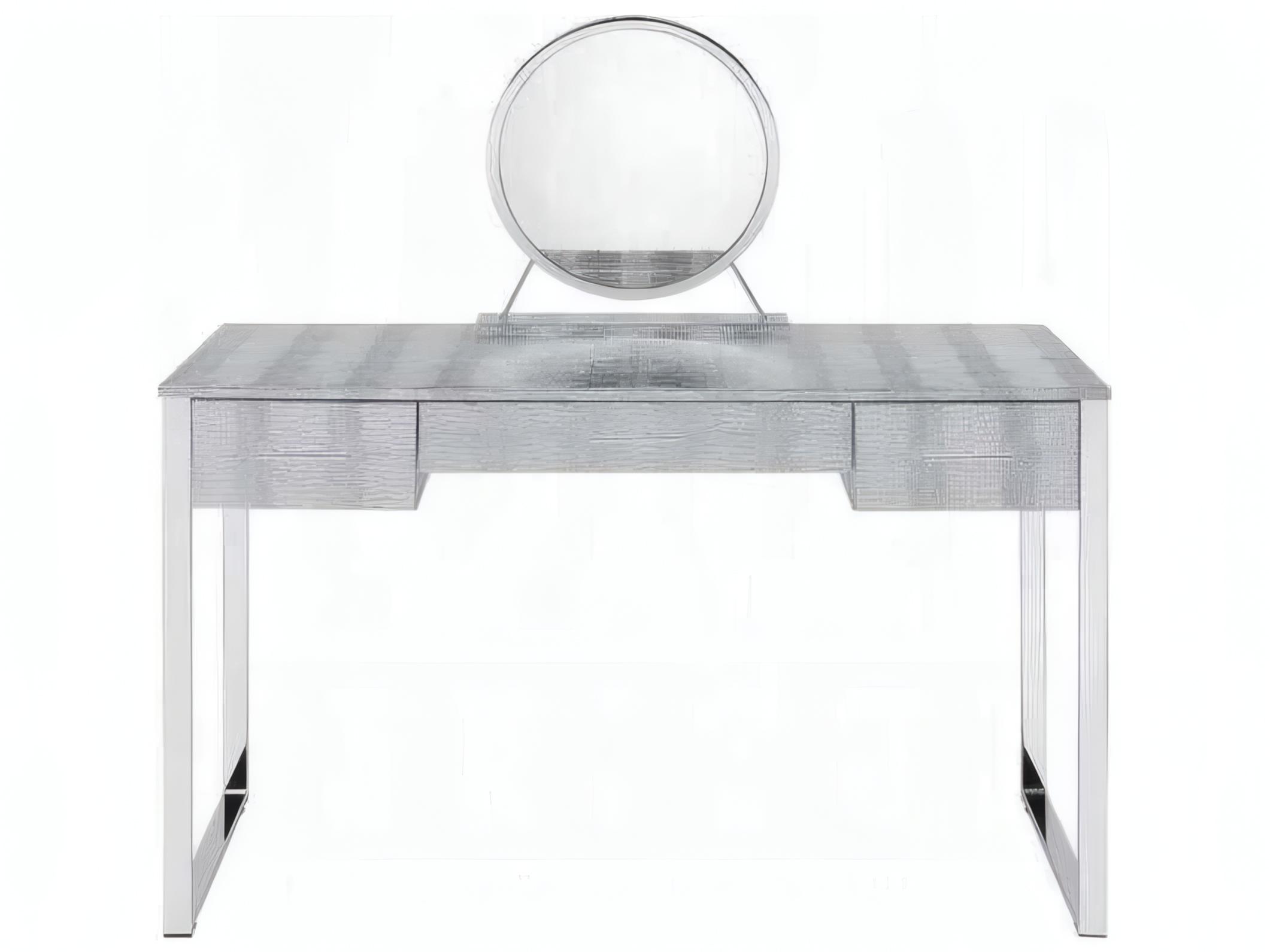 Acme Furniture Myles Antique White Chrome Vanity Table