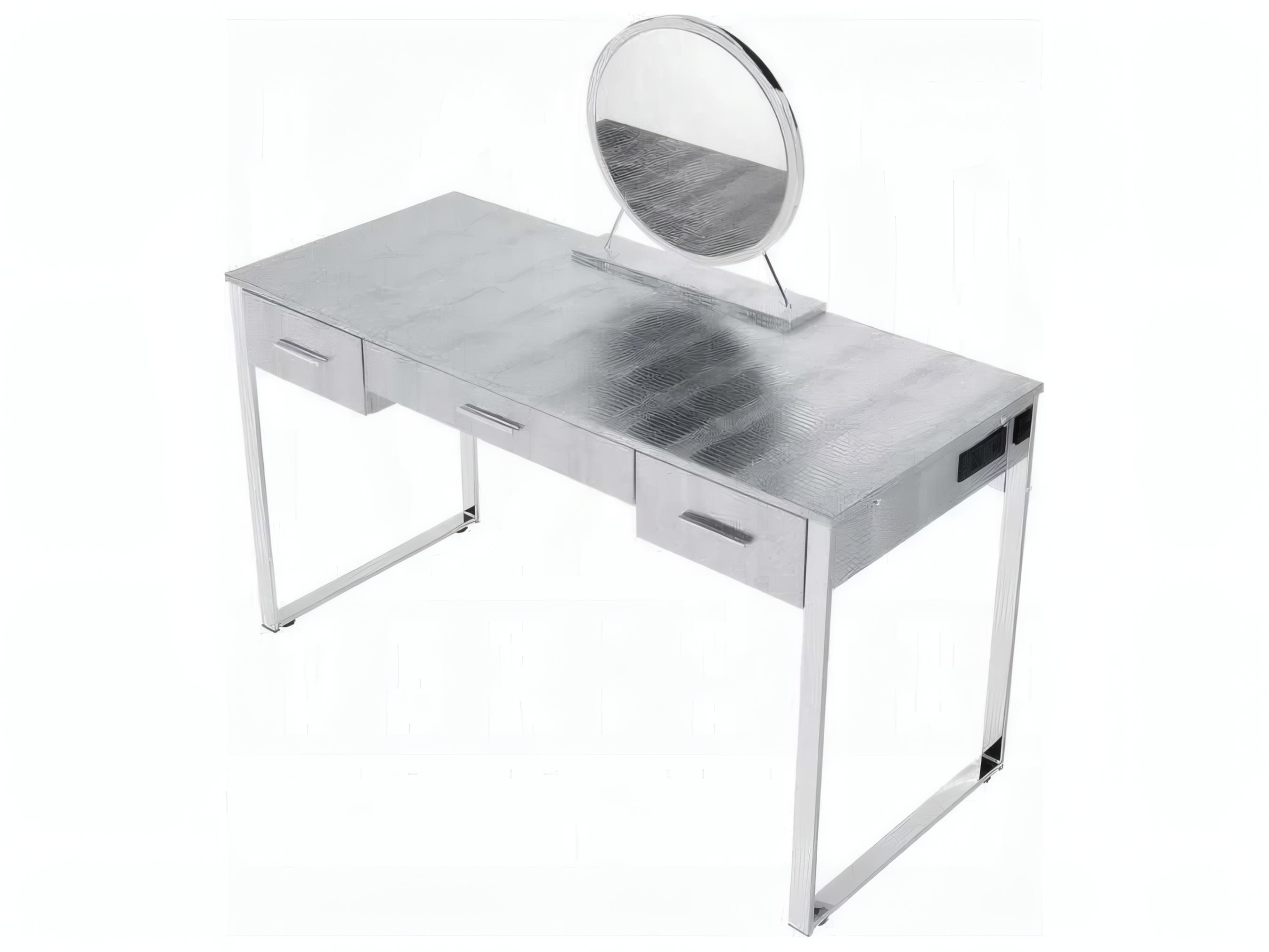 Acme Furniture Myles Antique White Chrome Vanity Table