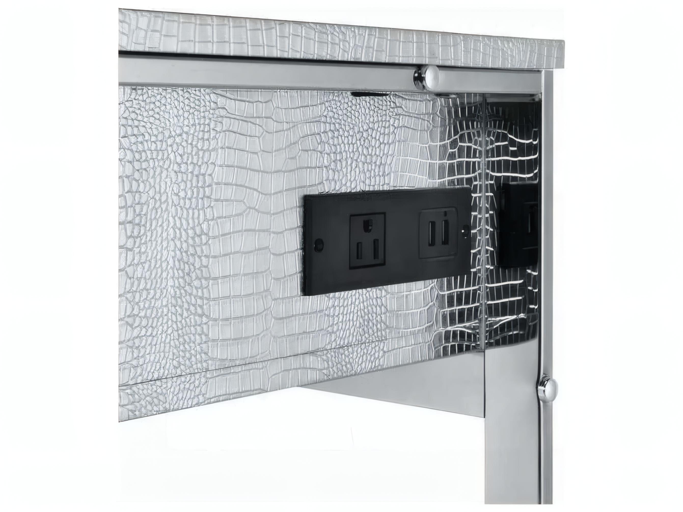 Acme Furniture Myles Antique White Chrome Vanity Table