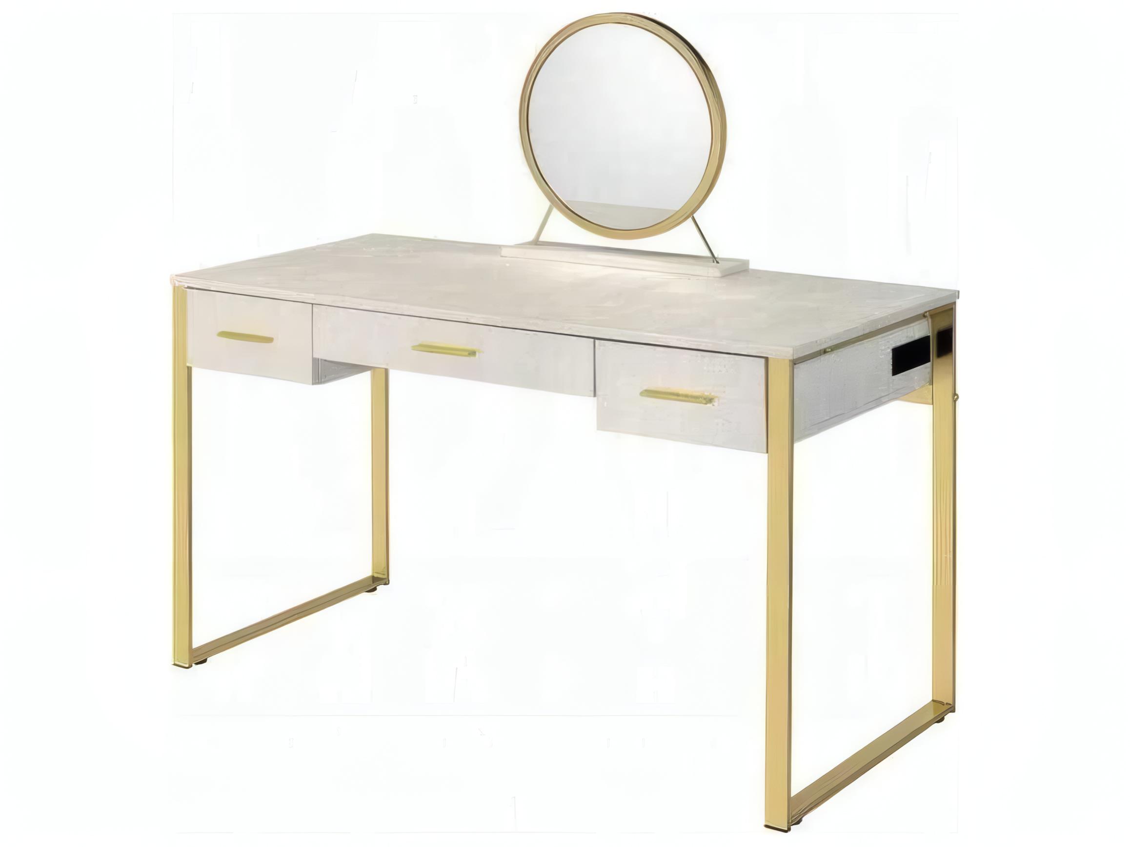 Acme Furniture Myles Antique White Champagne Vanity Table